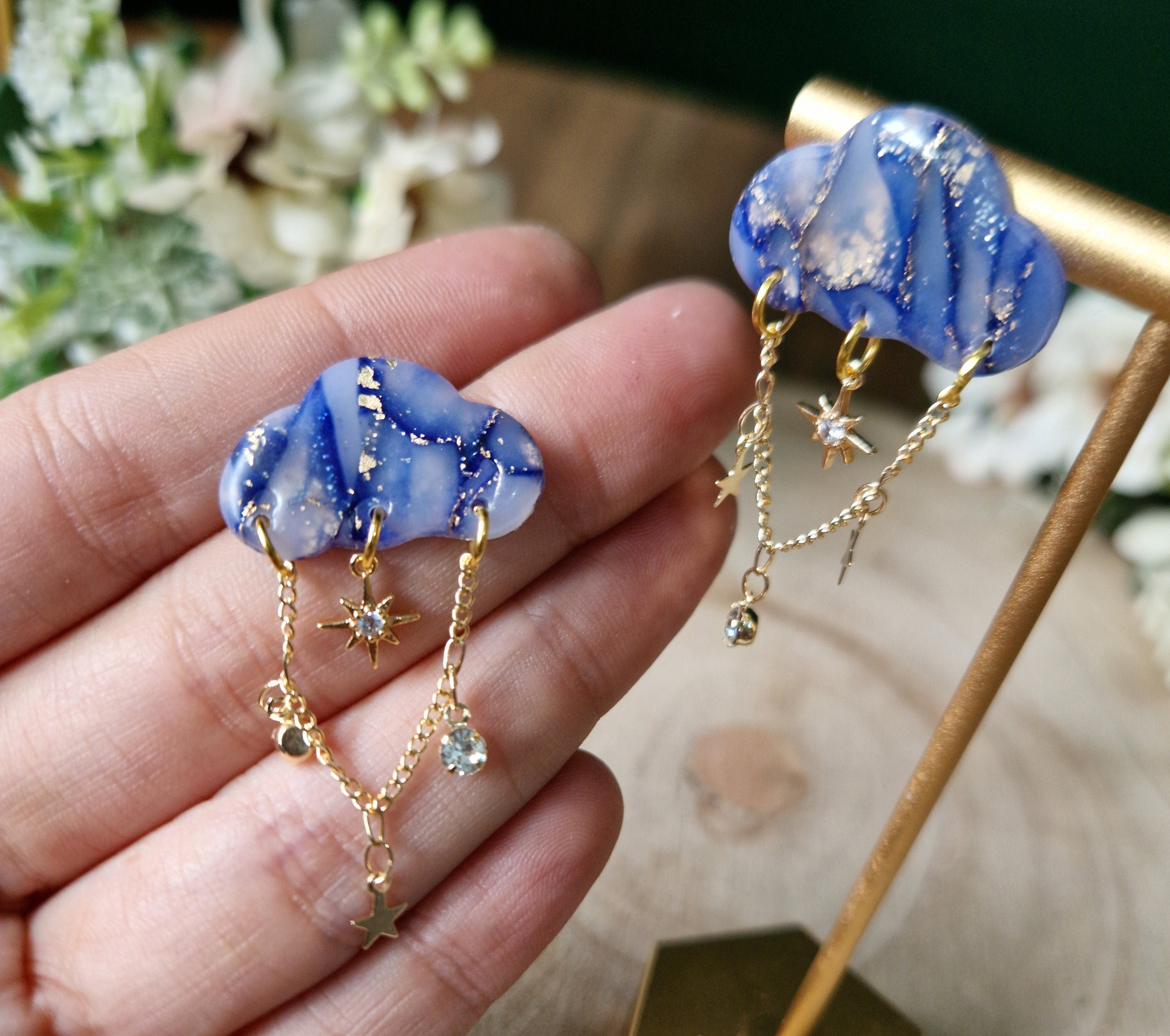 Dainty cloud stud earrings,  fun earrings, cute cloud earrings , statement earrings for her , cloud dangle earrings, minimalist earrings