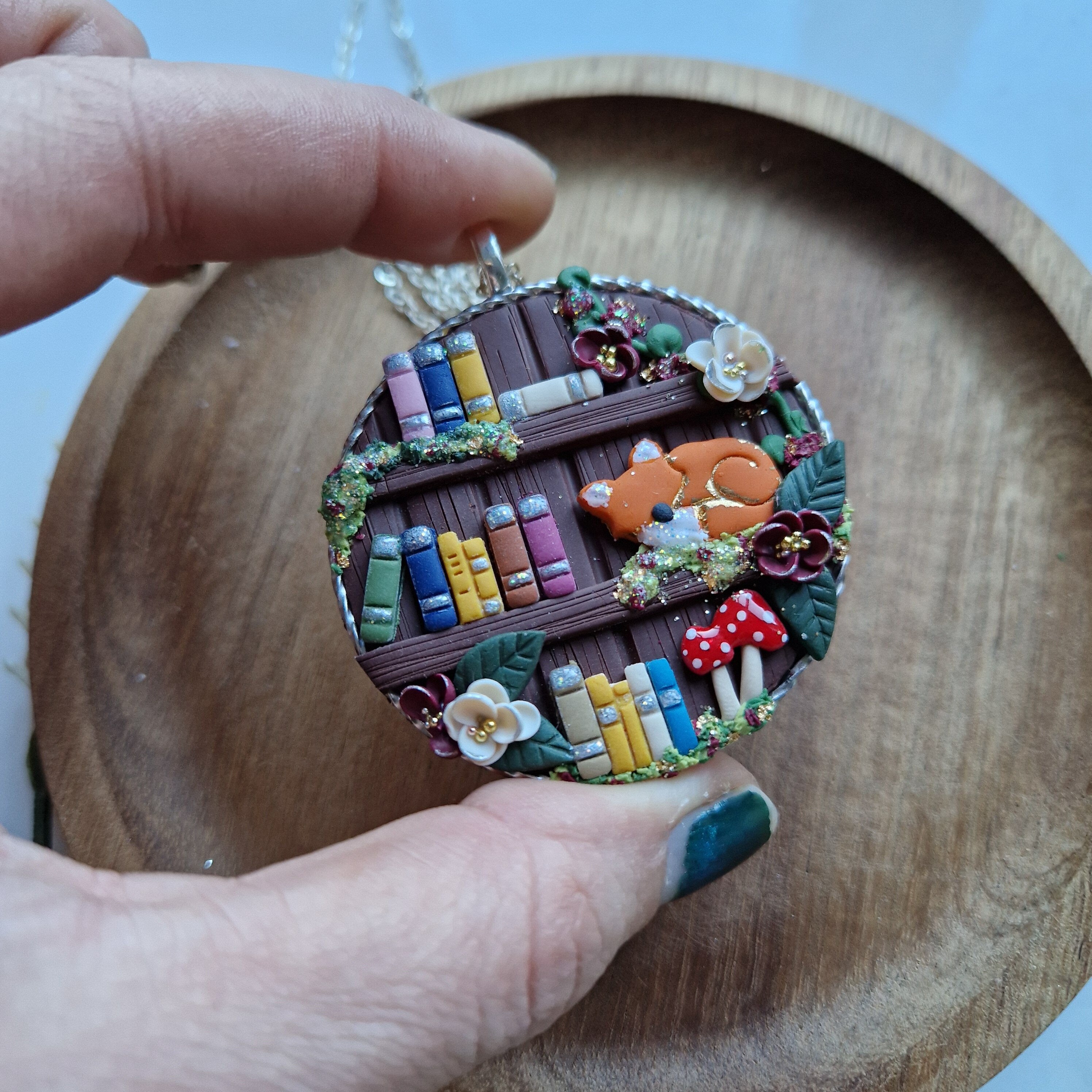 Autumn Fox Bookcase necklace