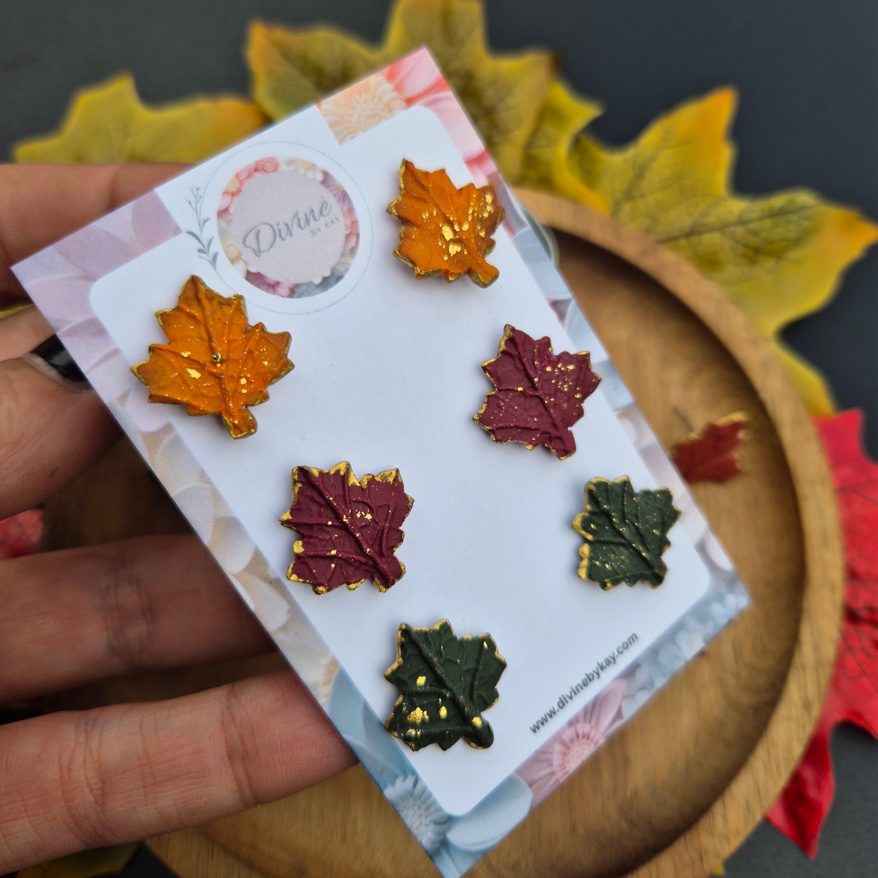 Handmade leaf stud earrings
