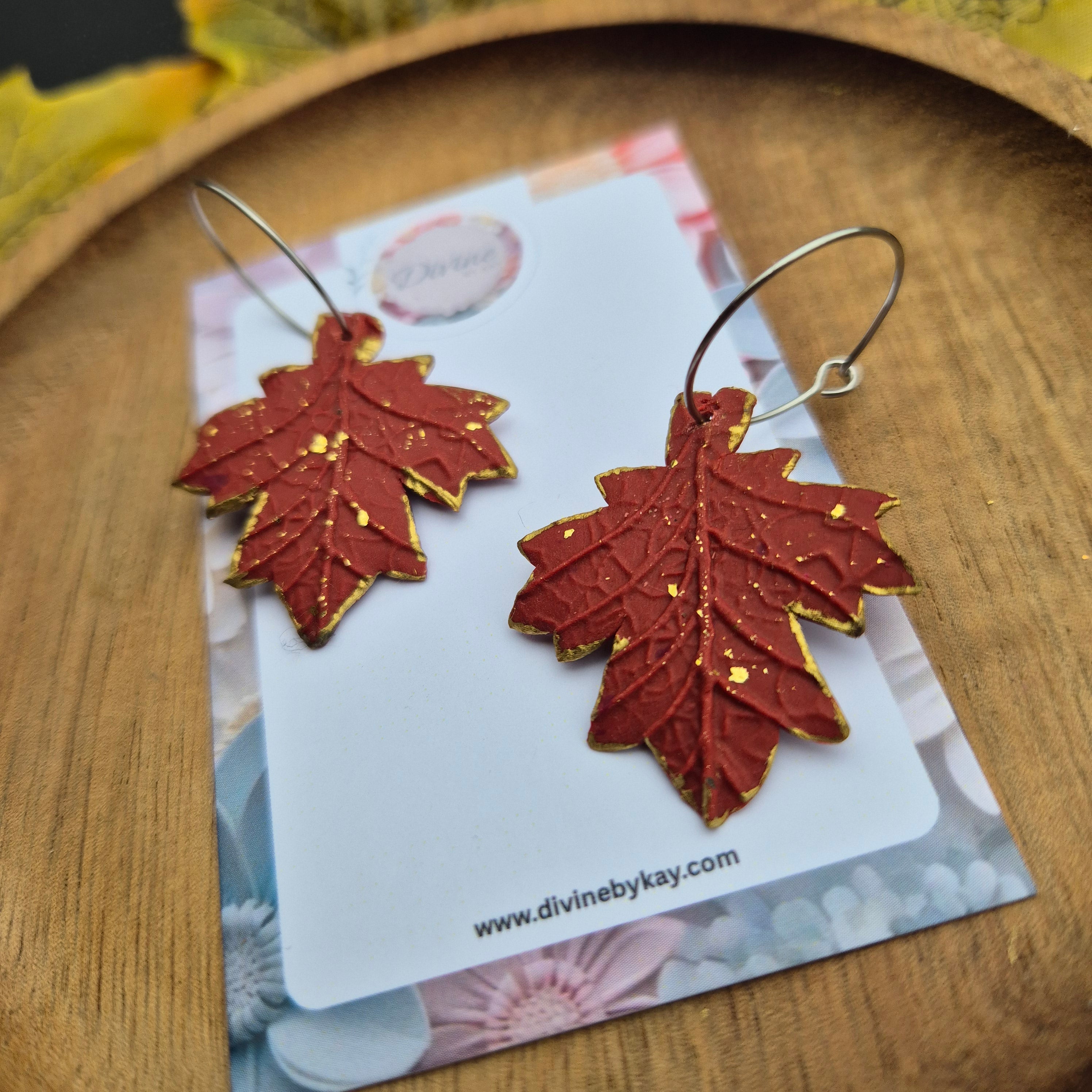 Handmade leaf earrings