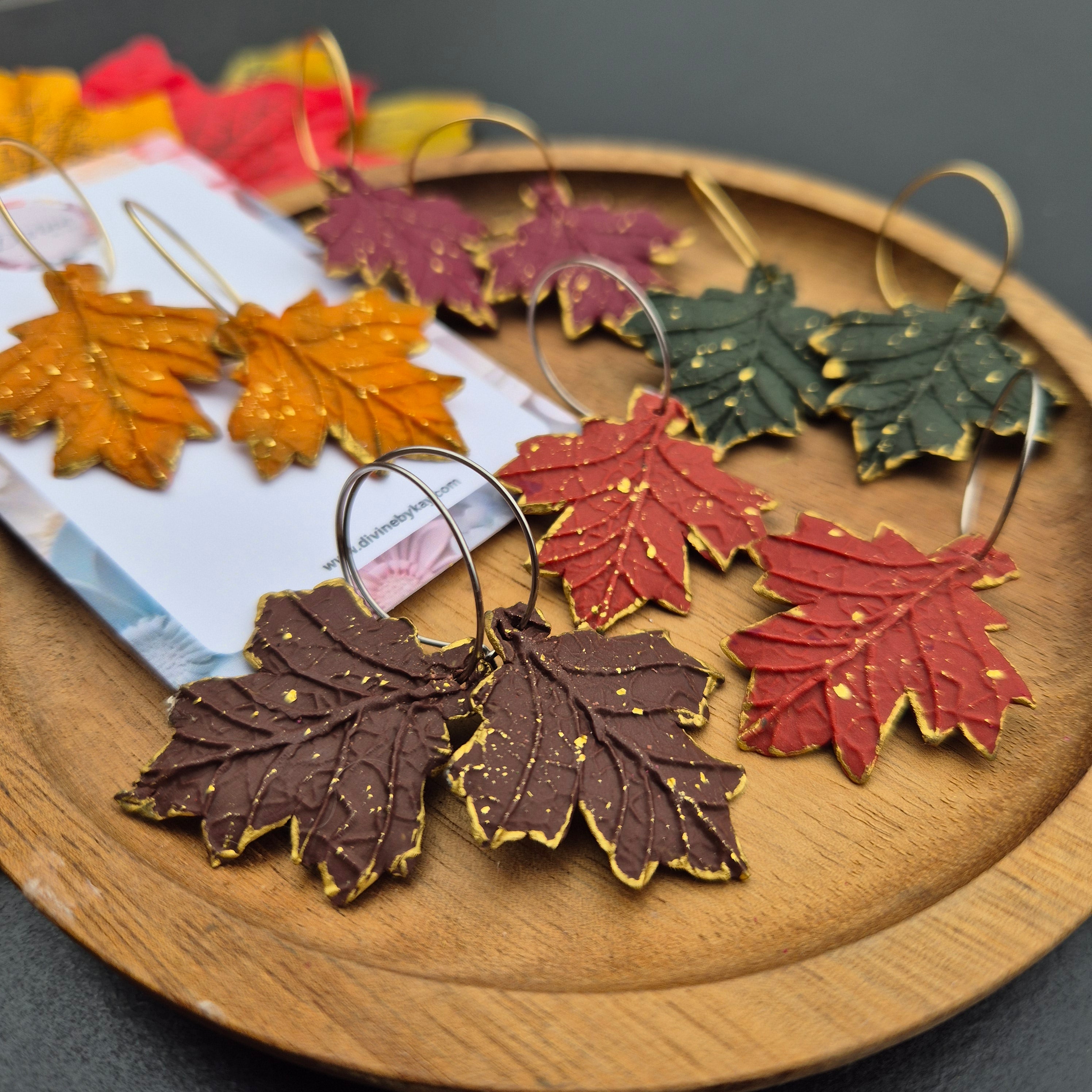 Handmade leaf earrings