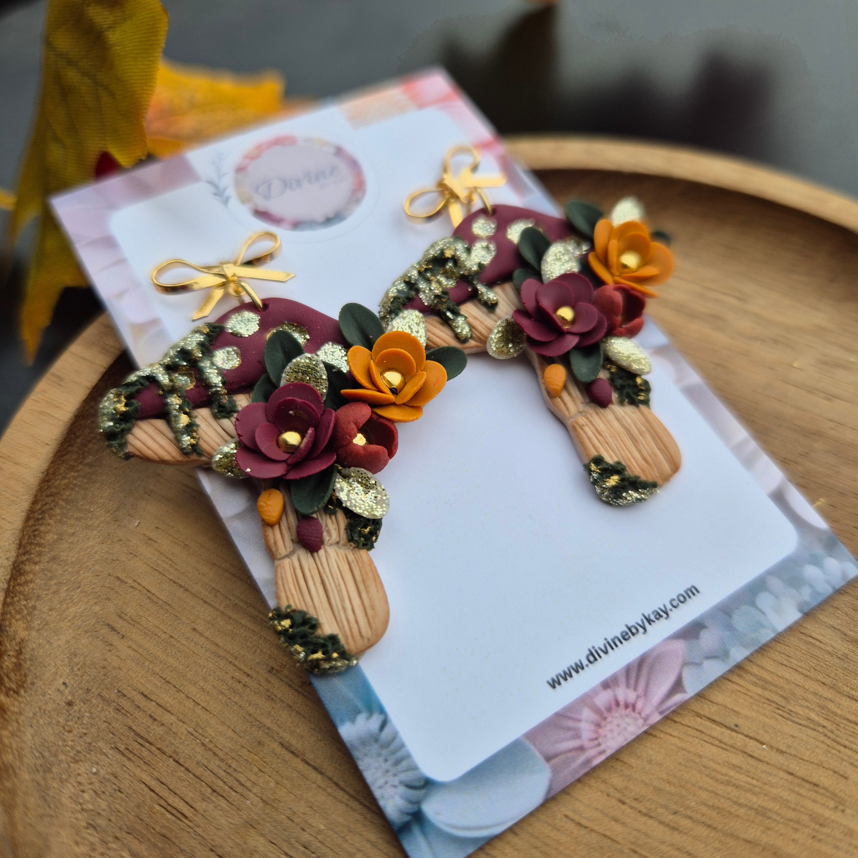 autumn mushroom earrings