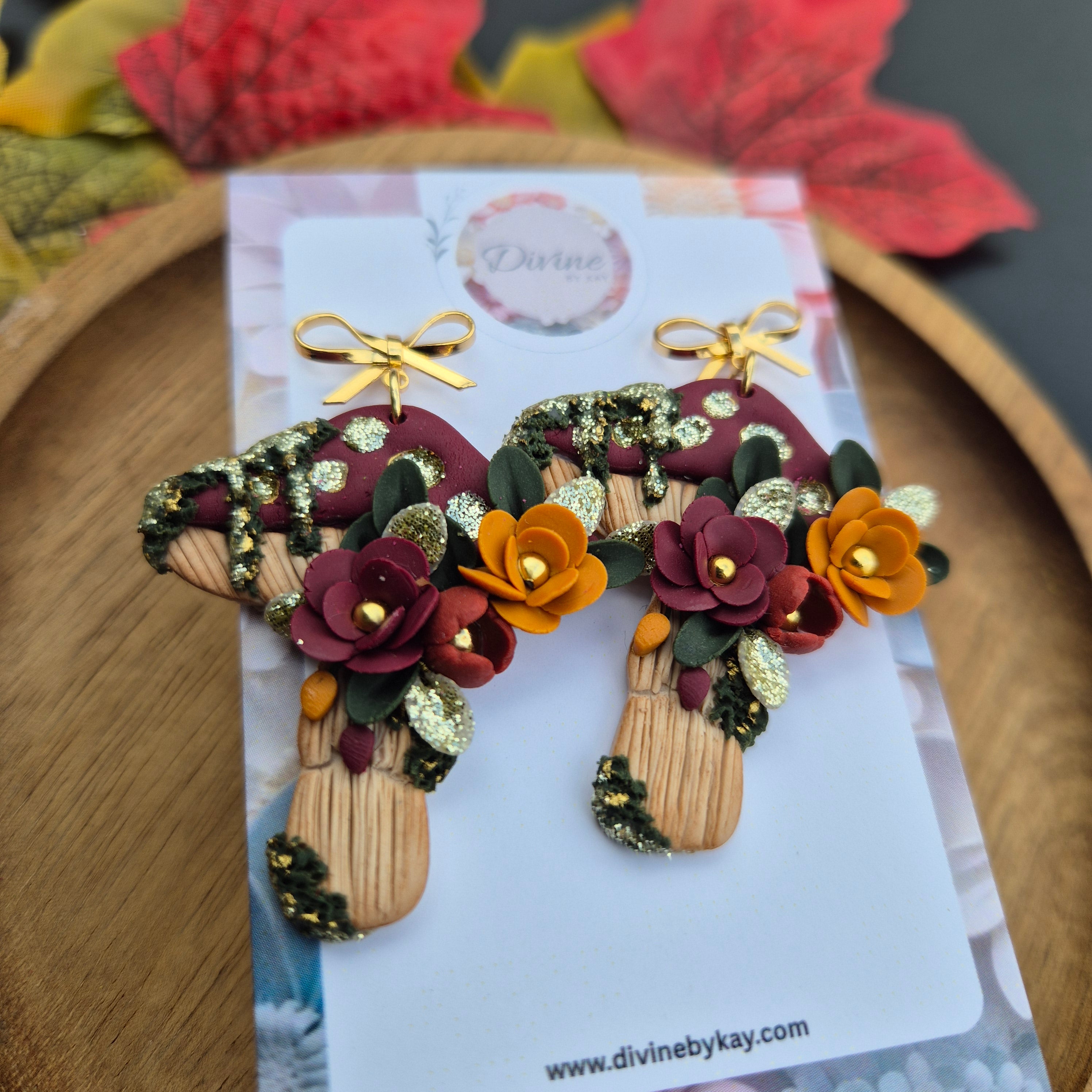 autumn mushroom earrings