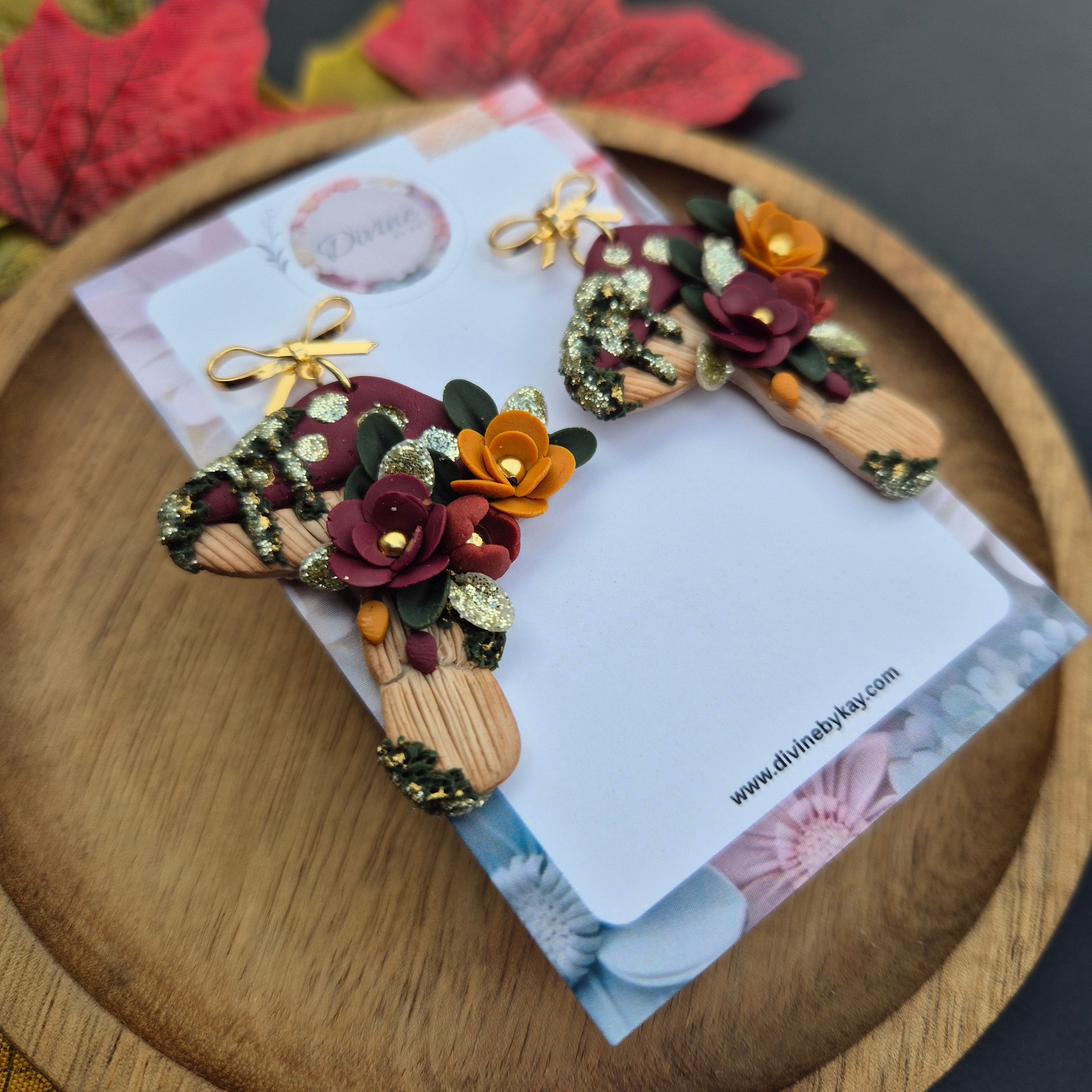 autumn mushroom earrings