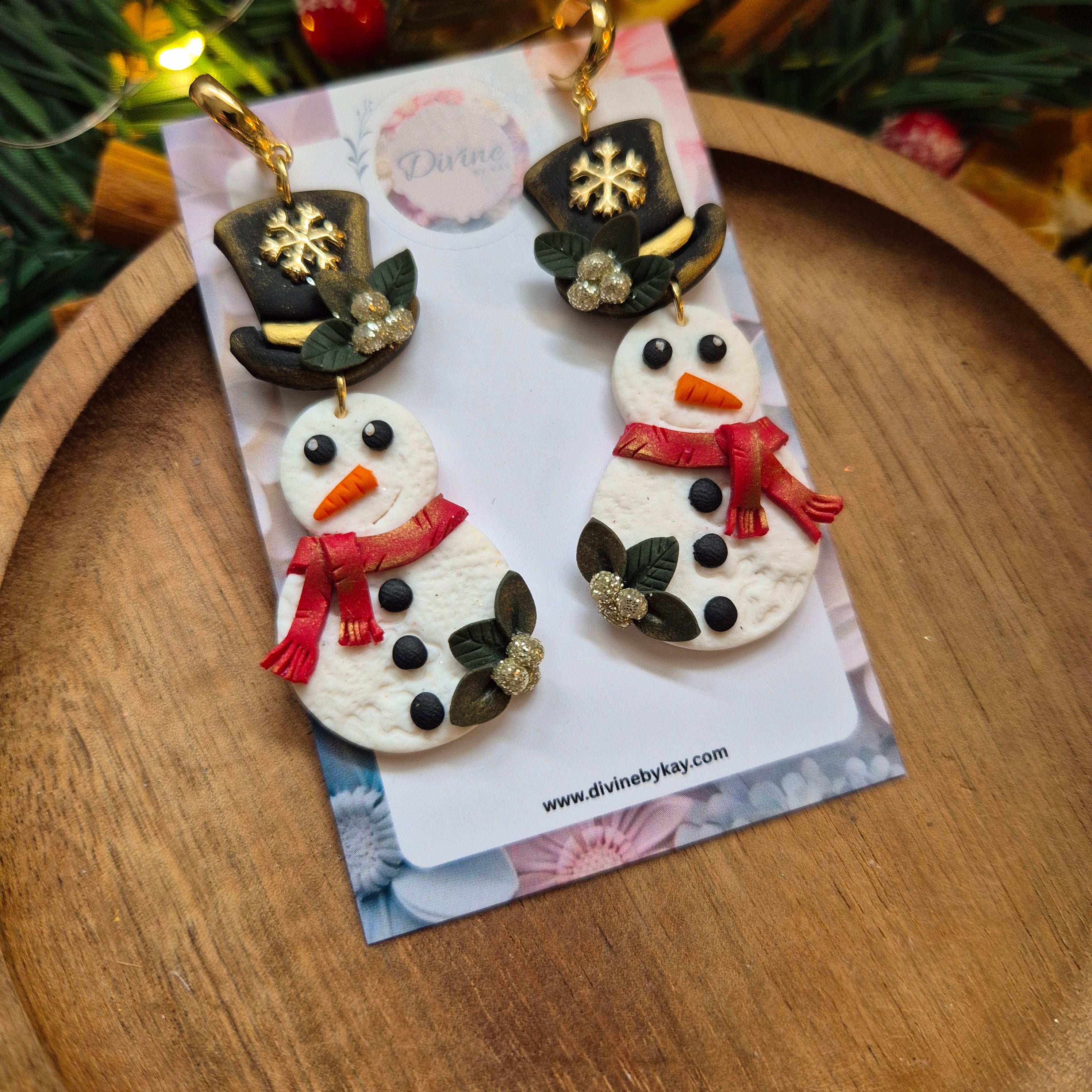 traditional festive snowman earrings