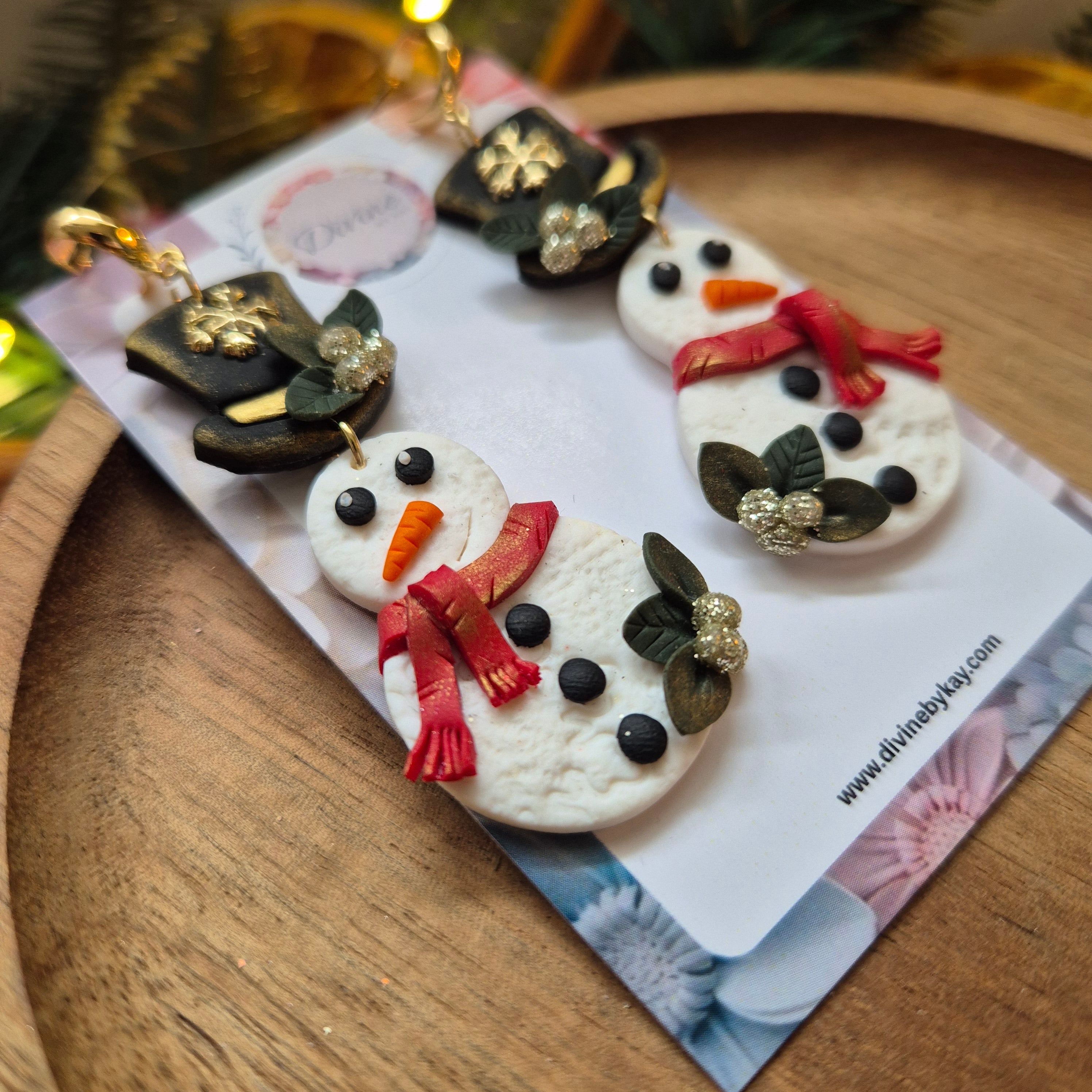 traditional festive snowman earrings