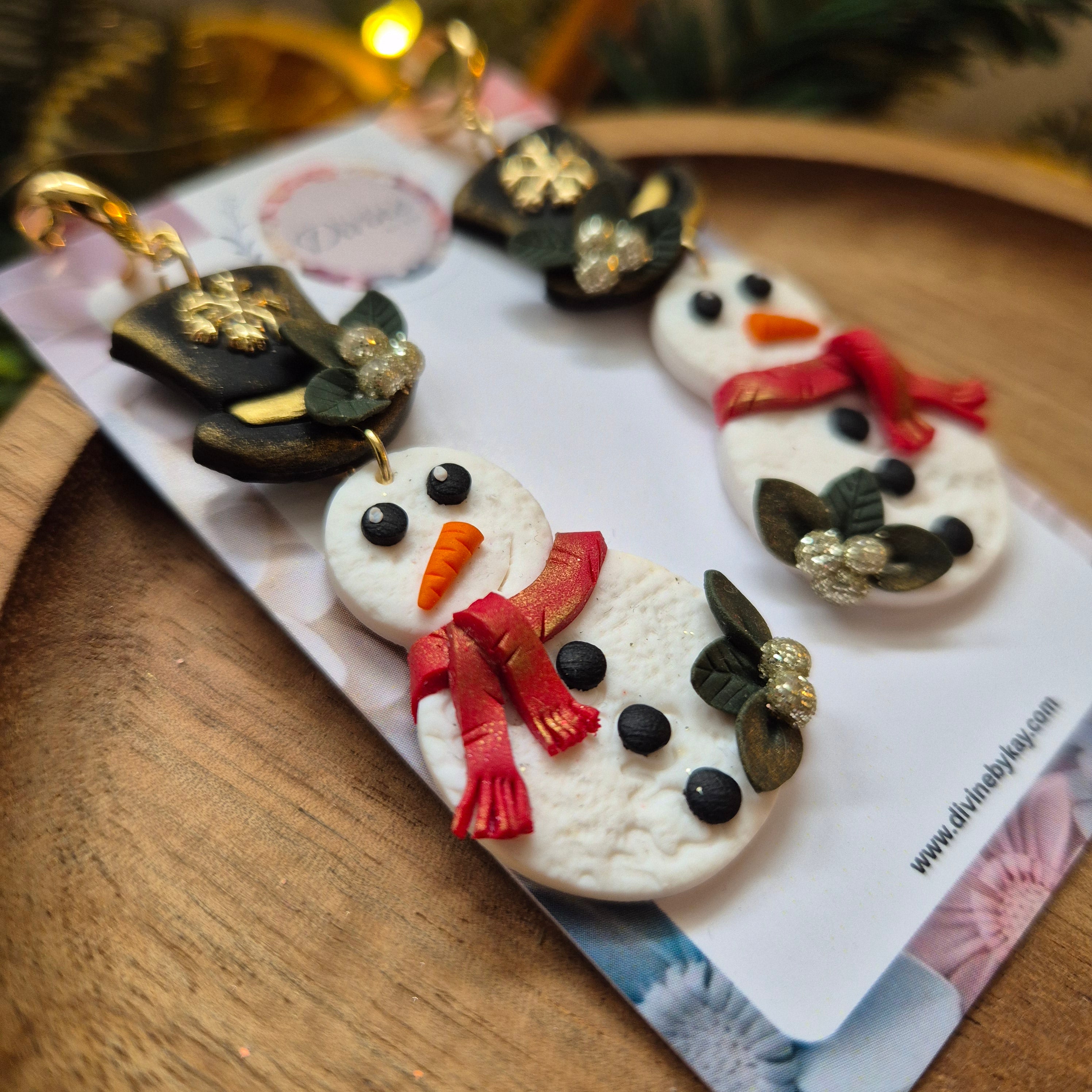 traditional festive snowman earrings