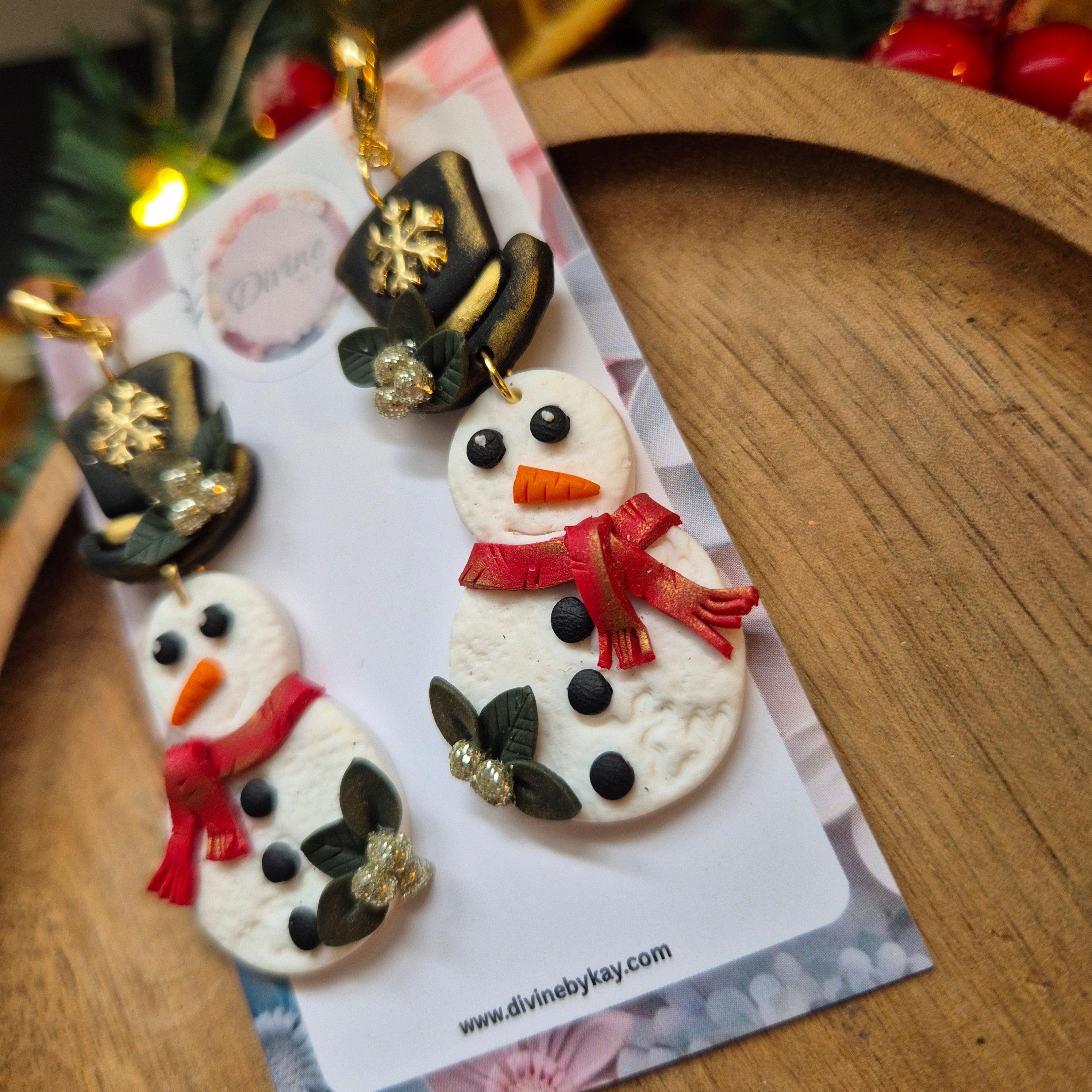 traditional festive snowman earrings