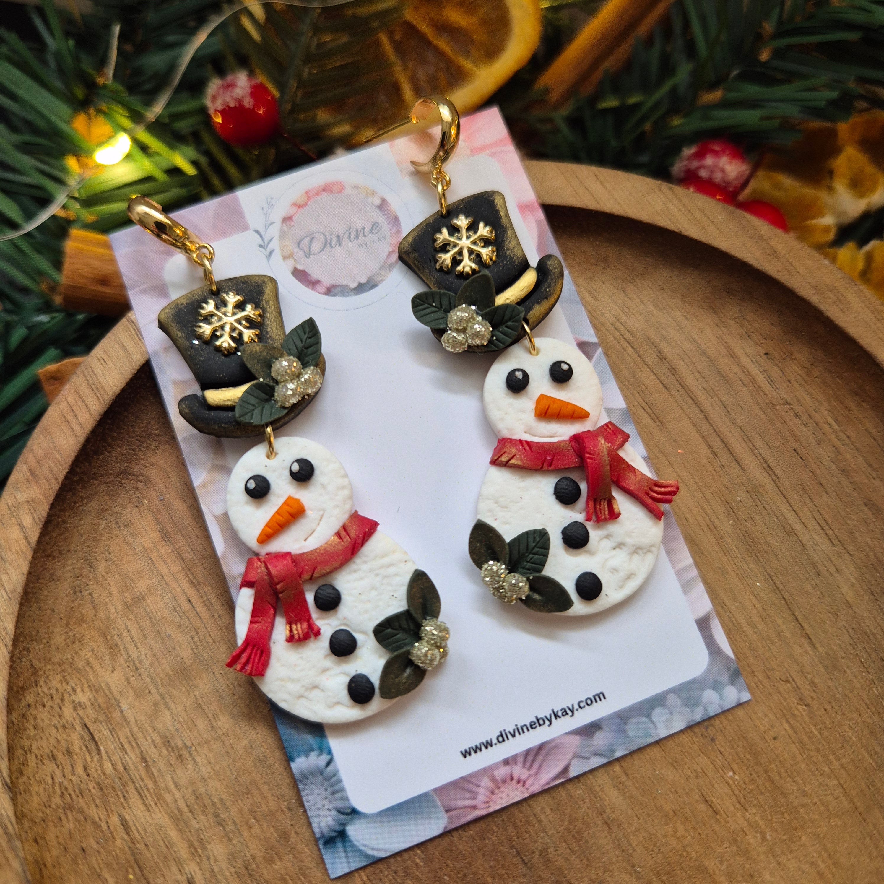 traditional festive snowman earrings