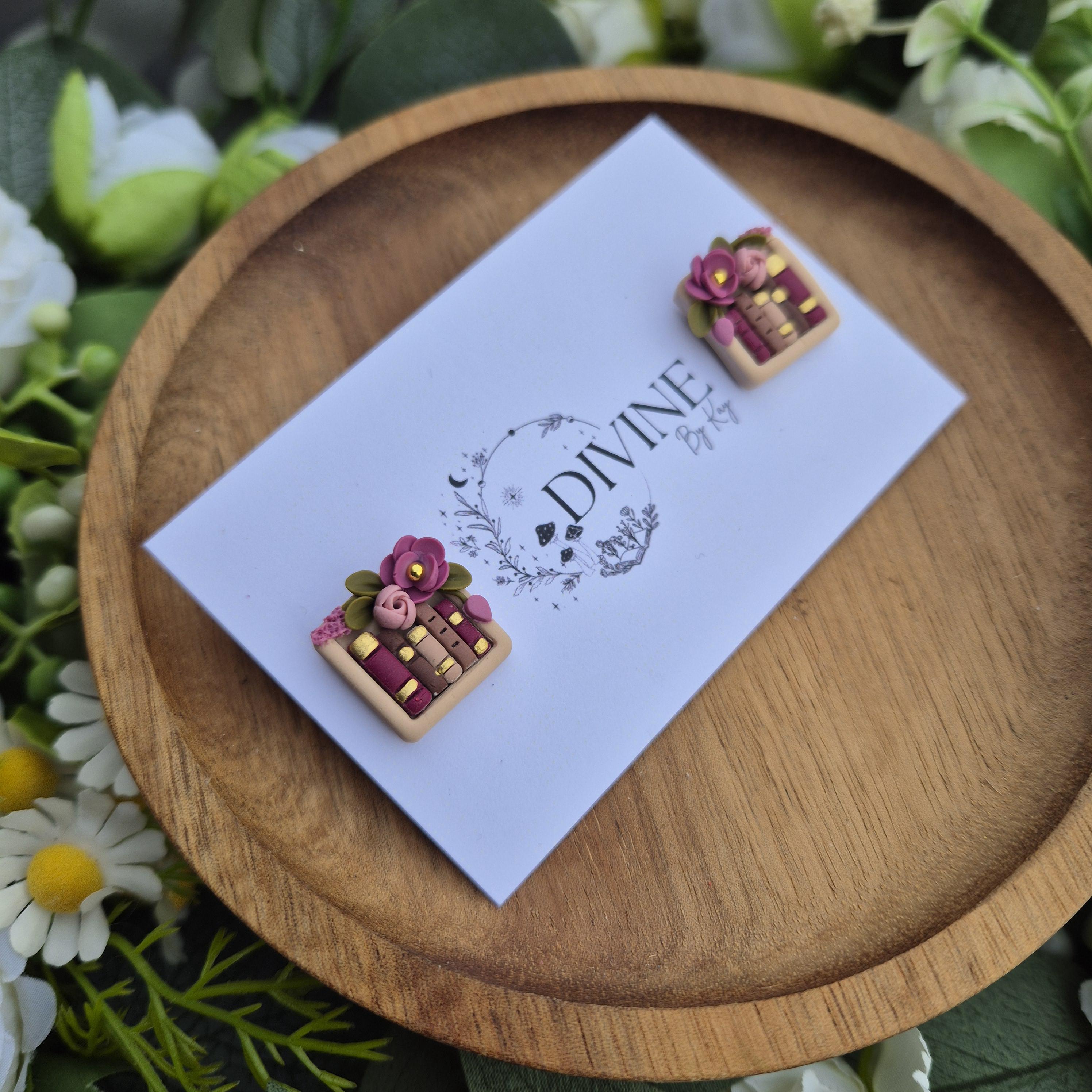 dainty Book stud Earrings - book lover gifts - quirky earrings  - bookshelf earrings - book club gifts