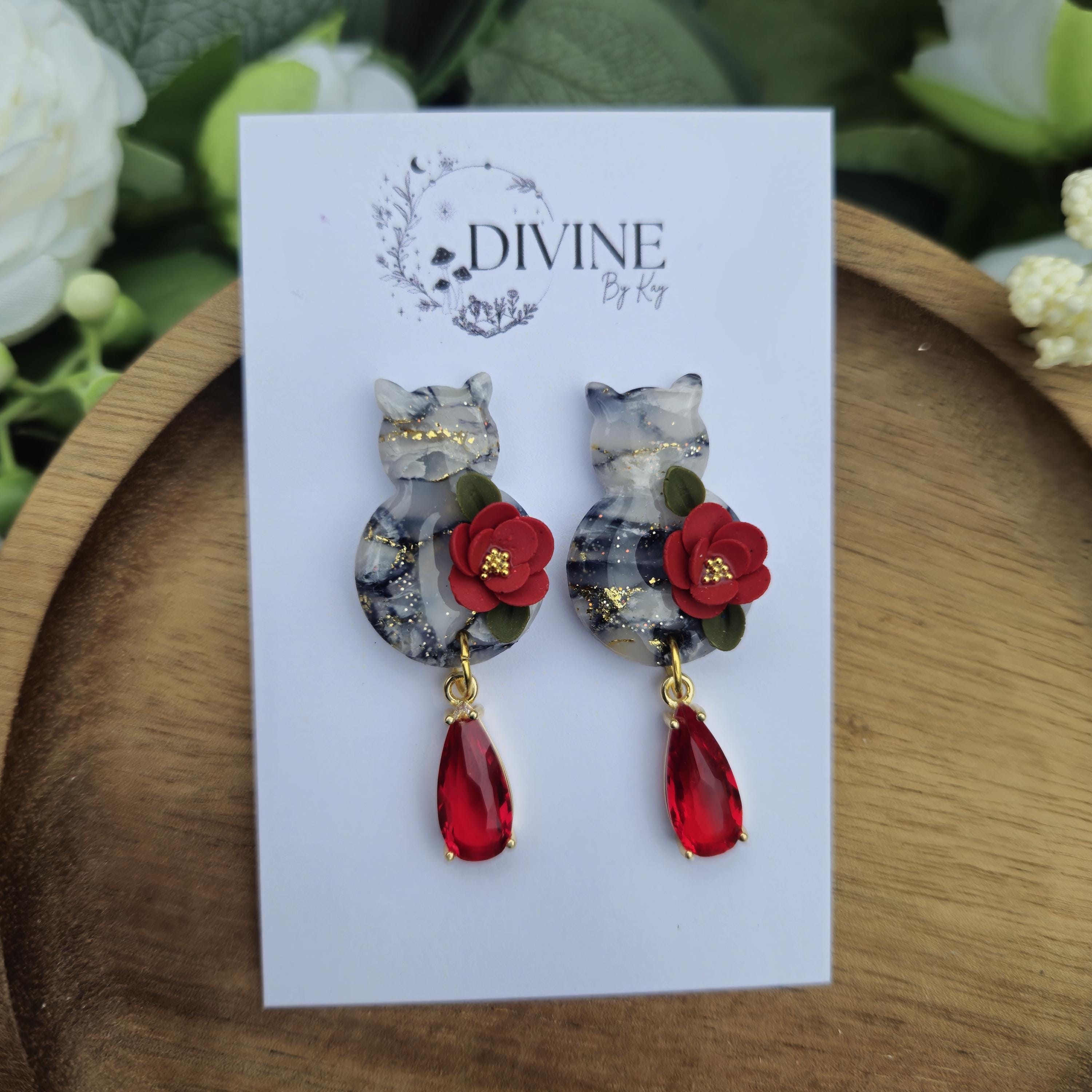 Cat dangle earrings - cat hair accessories