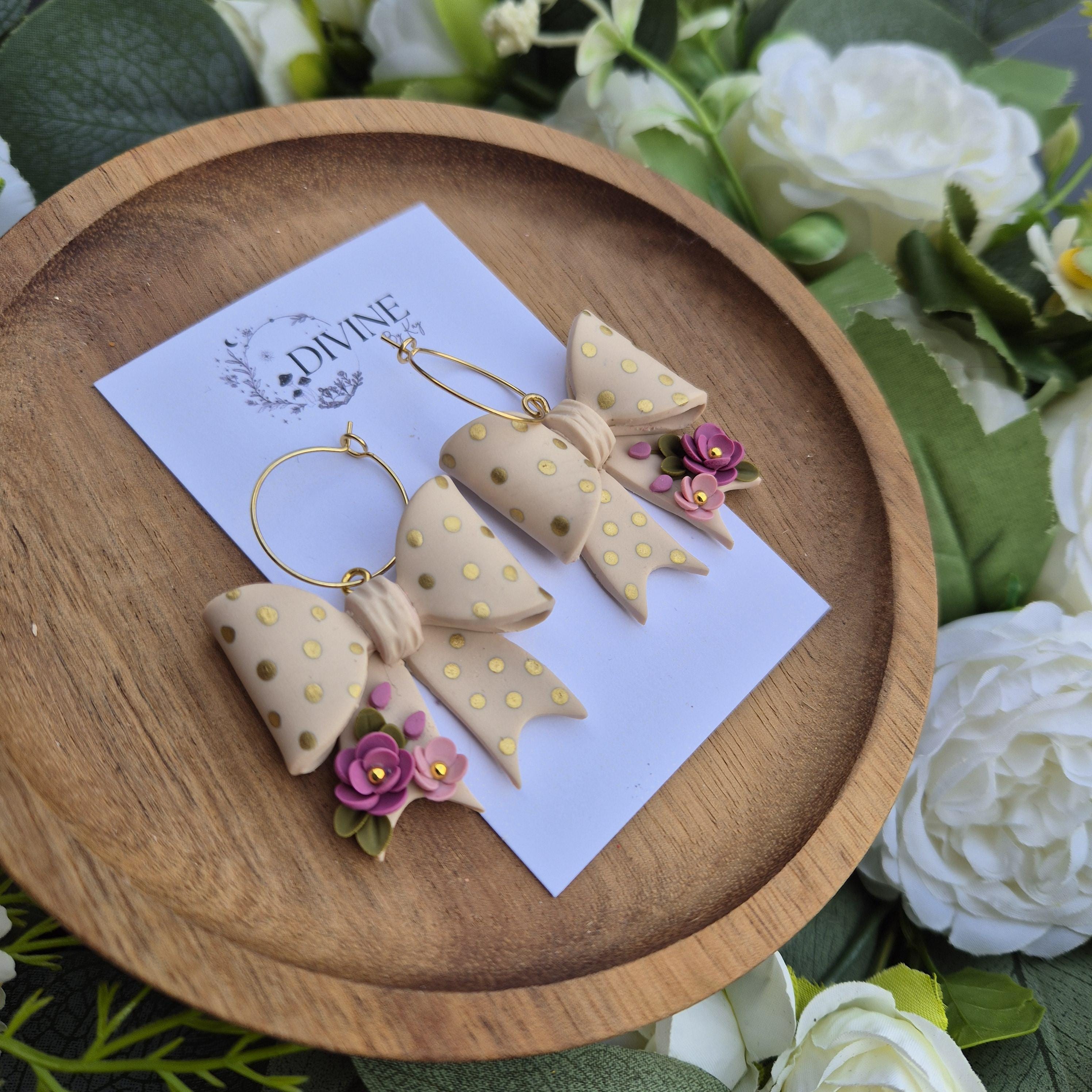 small Bow dangle earrings - gifts for her - mothers day - bridesmaid gifts - dainty stud earrings - birthday gifts