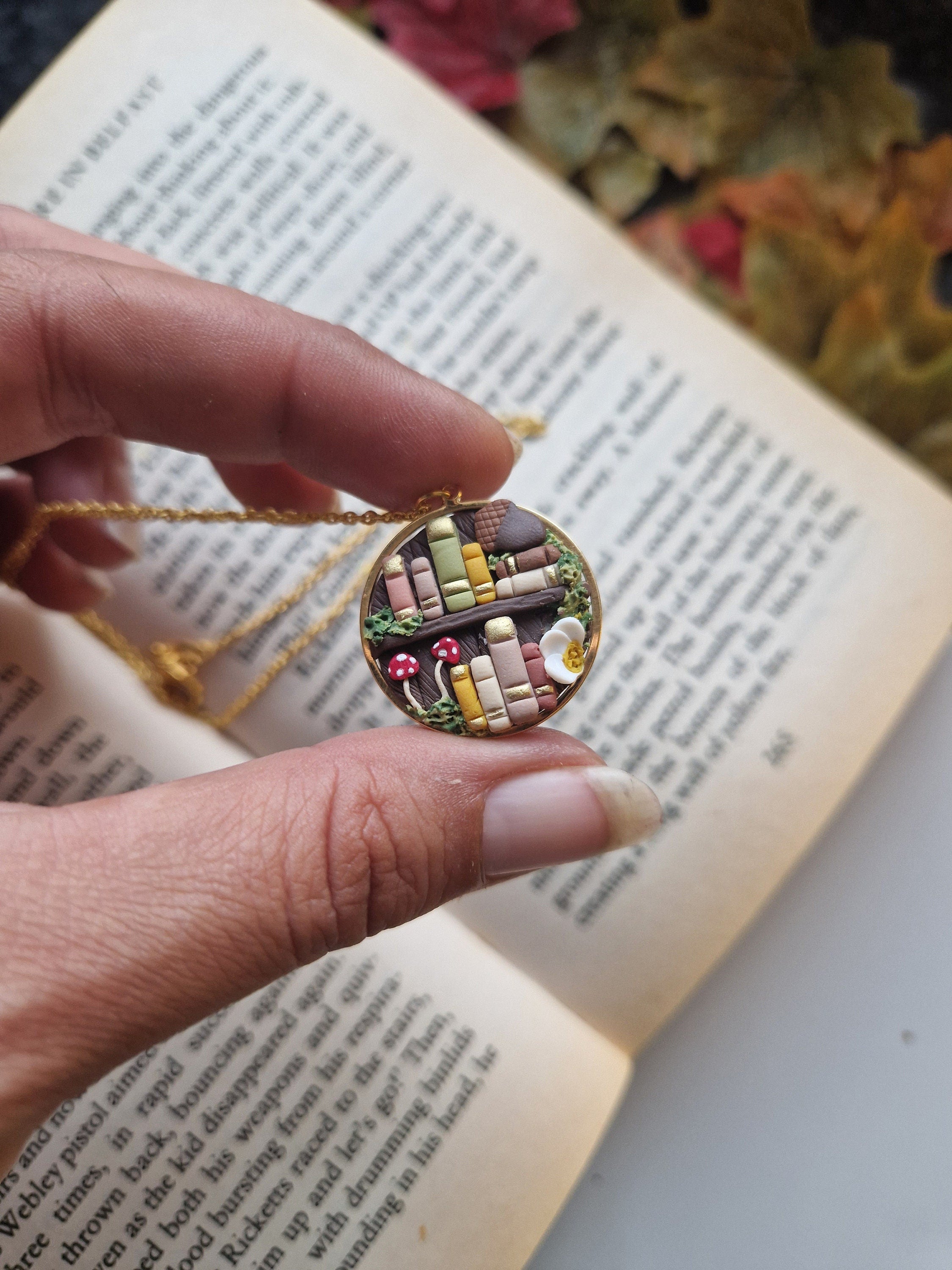 Autumn Fox Bookcase necklace