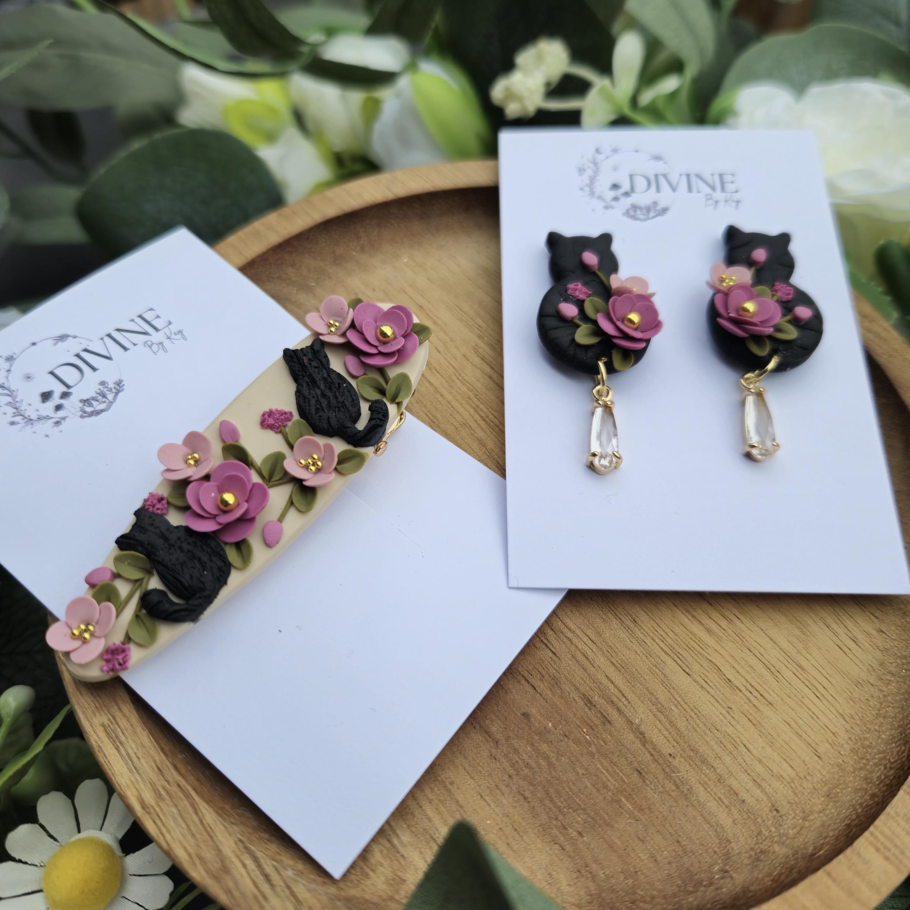 Cat dangle earrings - cat hair accessories