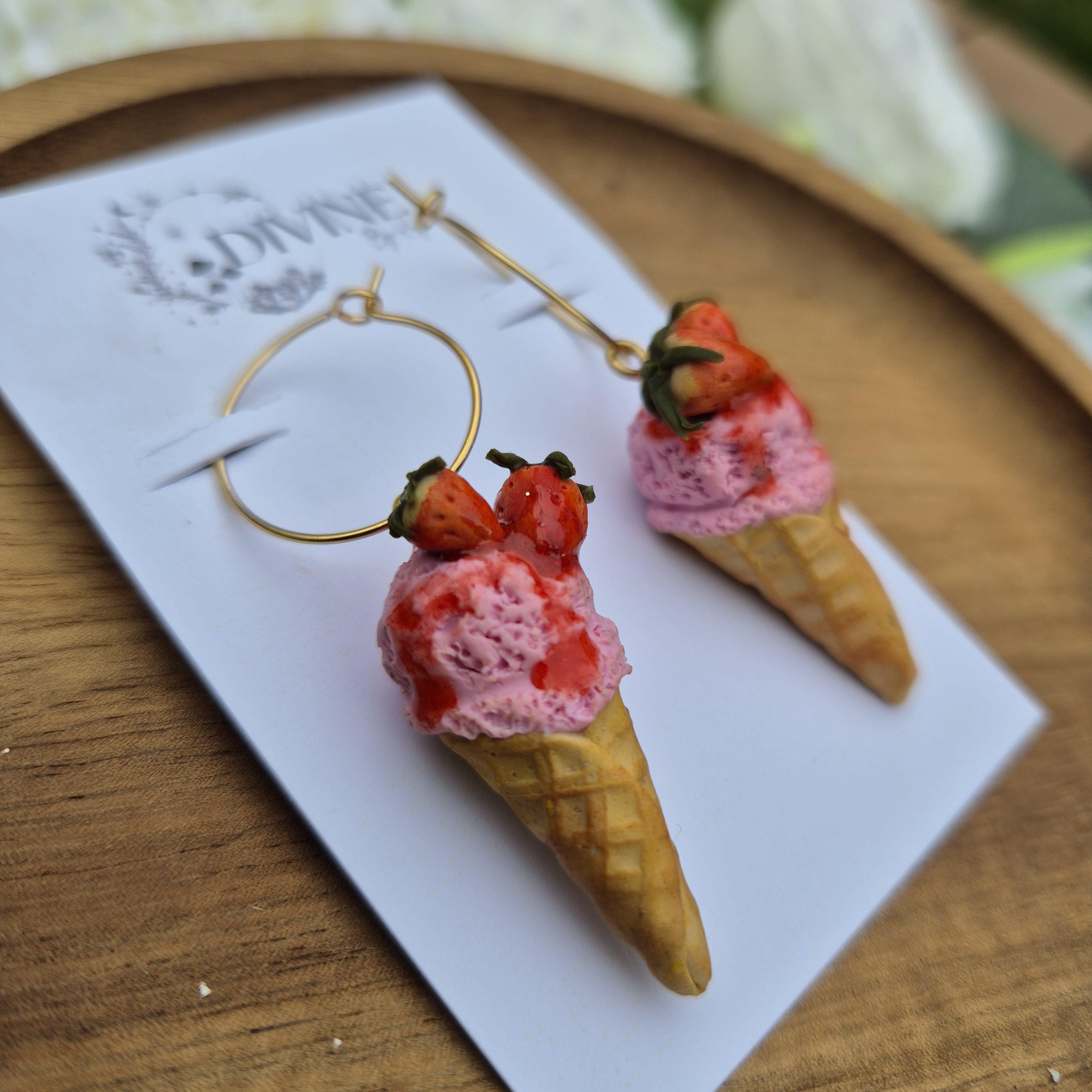 ice cream Dangle Earrings,  summer jewellery,  quirky earrings