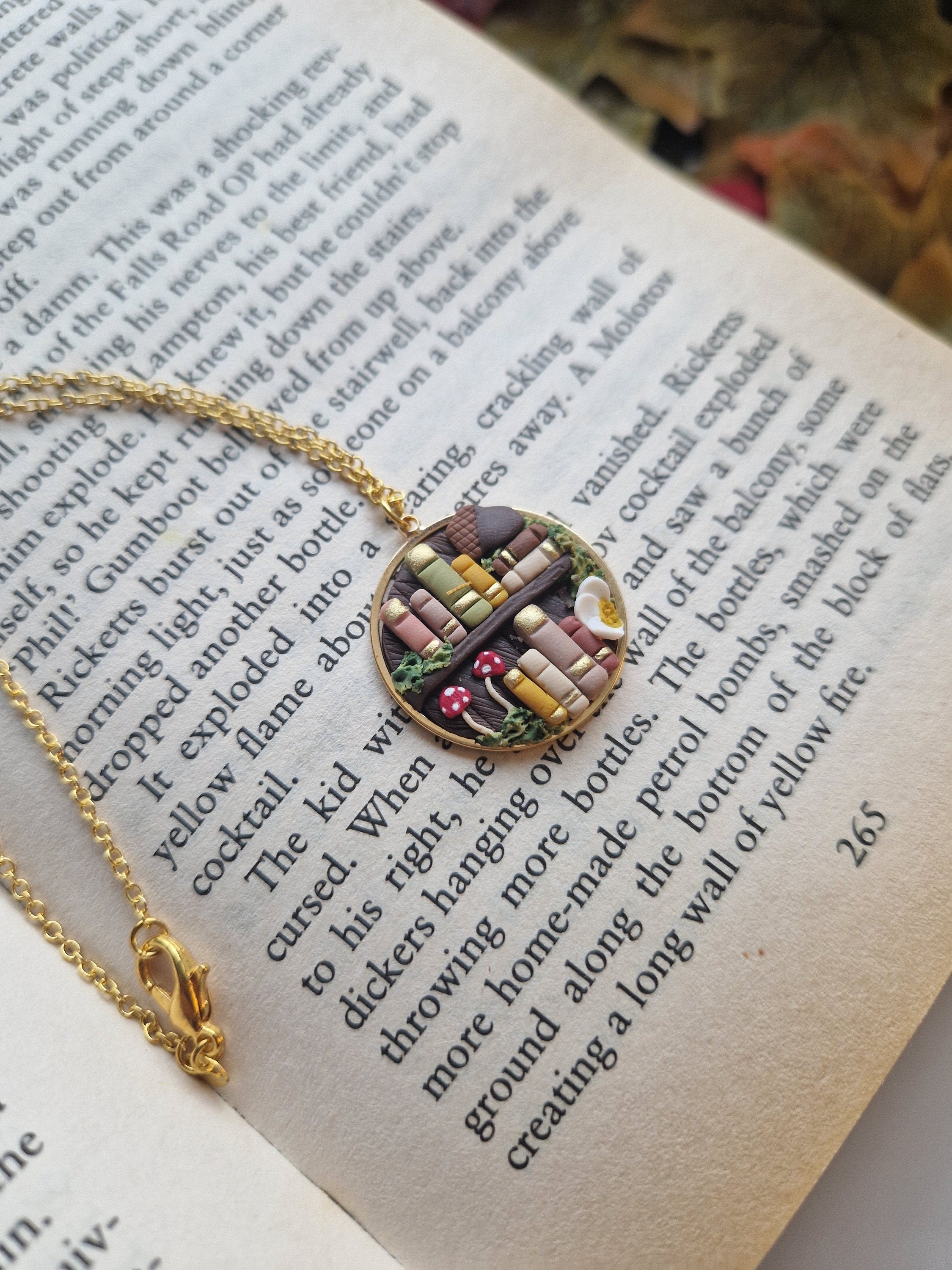 Autumn Fox Bookcase necklace
