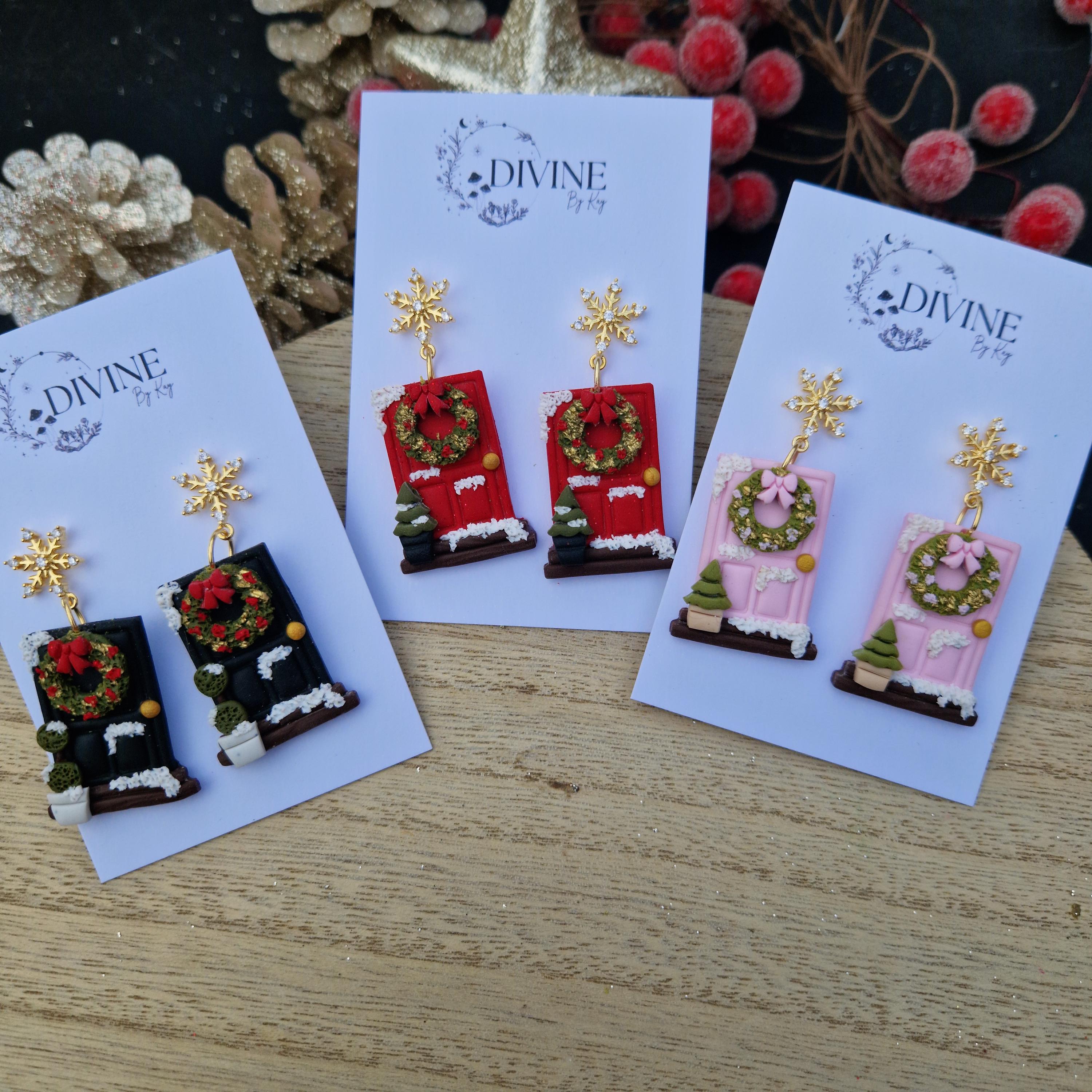 christmas door earrings