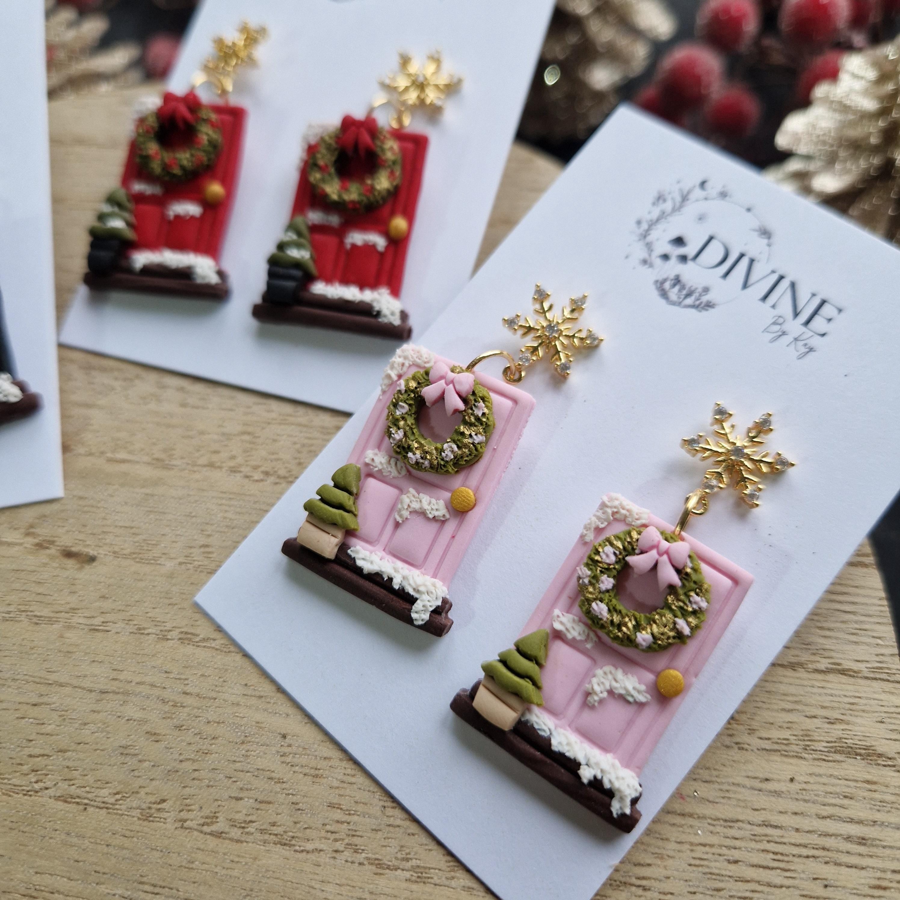 christmas door earrings