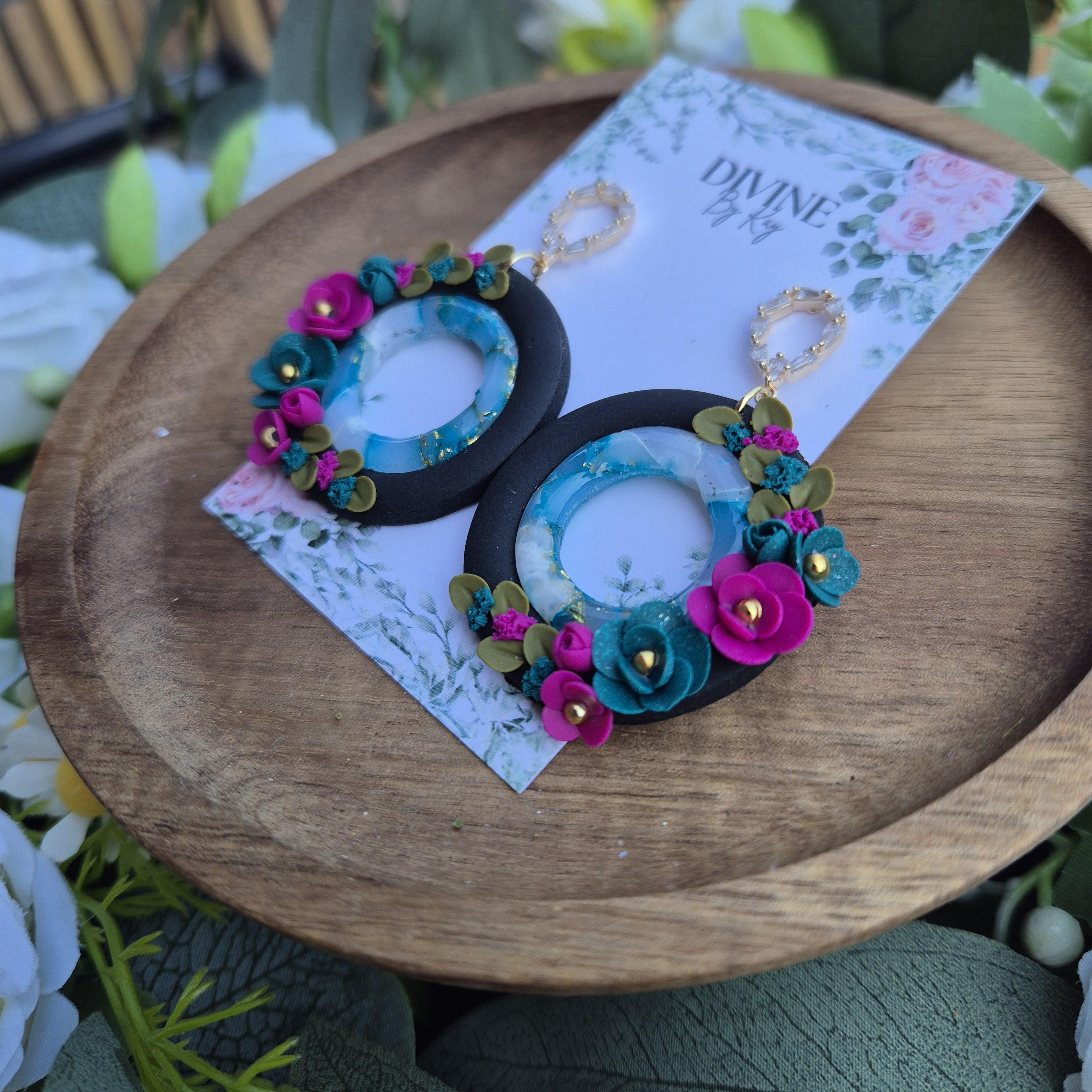 Floral dangle earrings, summer earrings,  floral jewellery, gifts for her,  bridesmaid gift ideas, elegant dangles