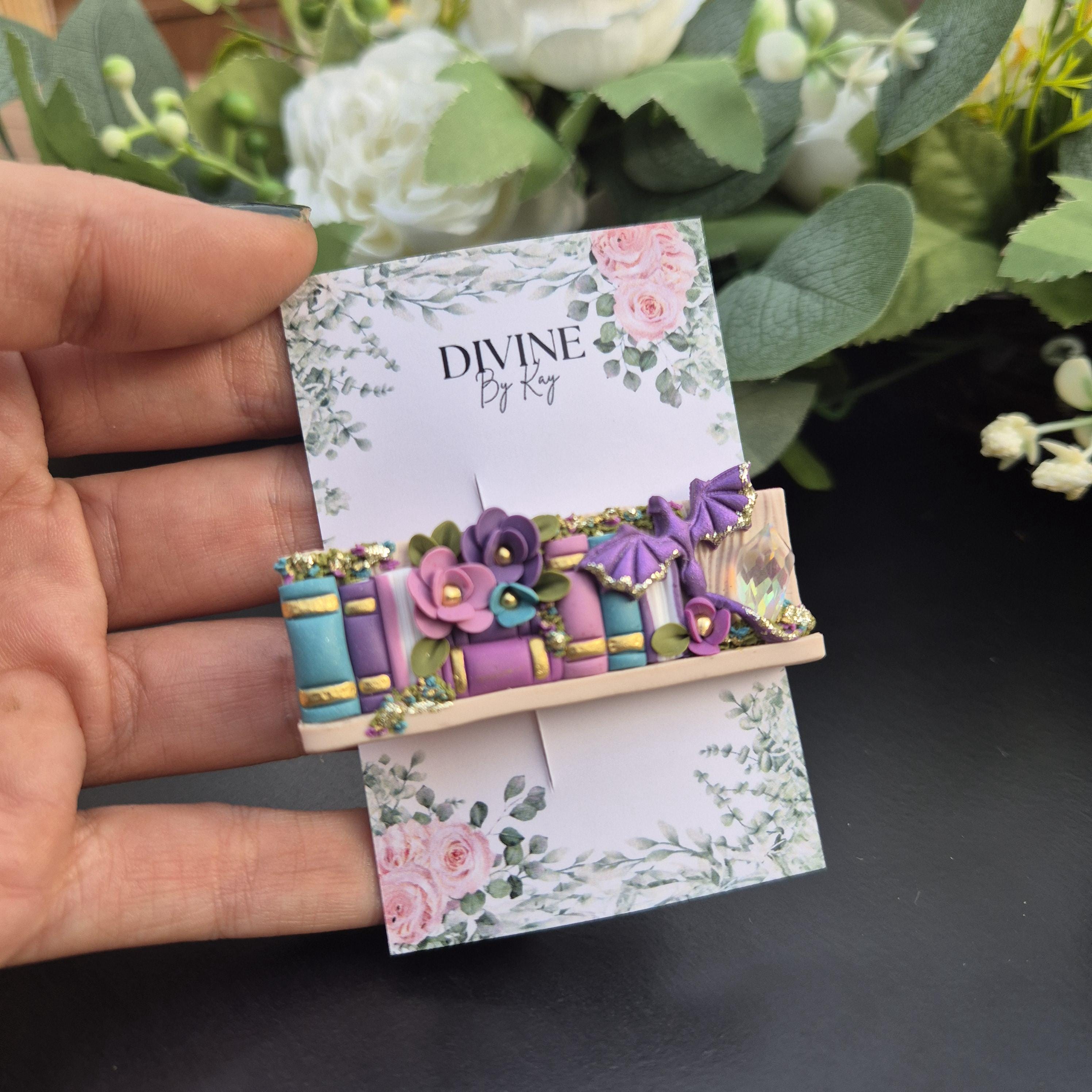 Dragon Book Earrings - book lover gifts - quirky earrings  - bookshelf earrings - book club gifts - book hair accessories- unique hair clip