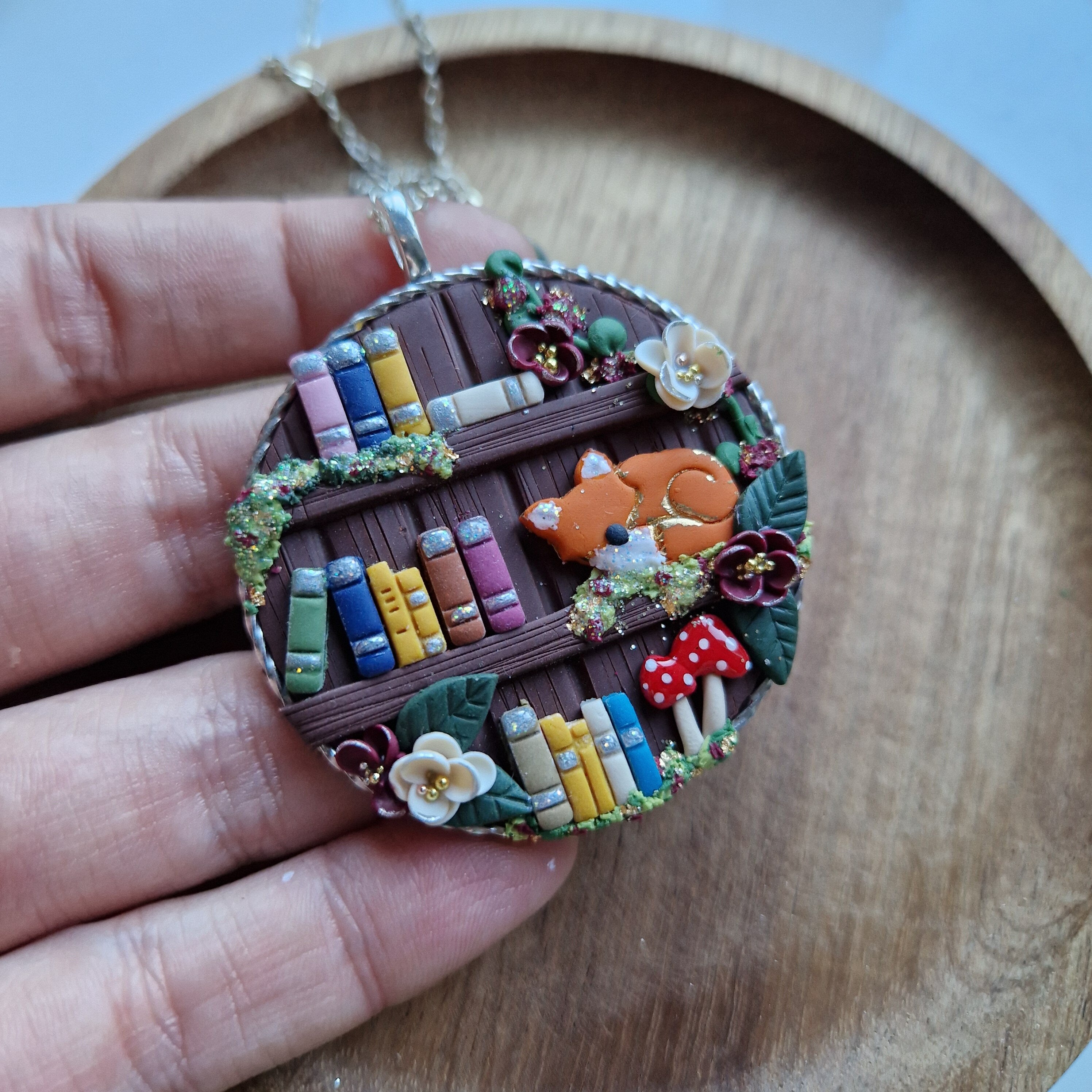 Autumn Fox Bookcase necklace