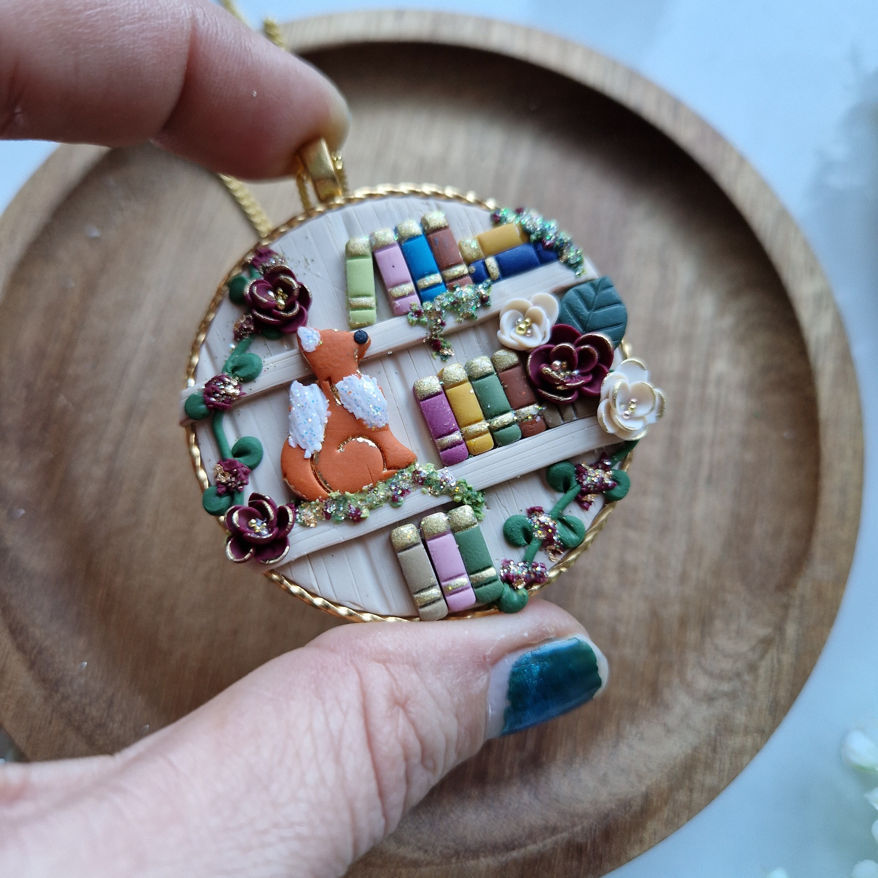 Autumn Fox Bookcase necklace