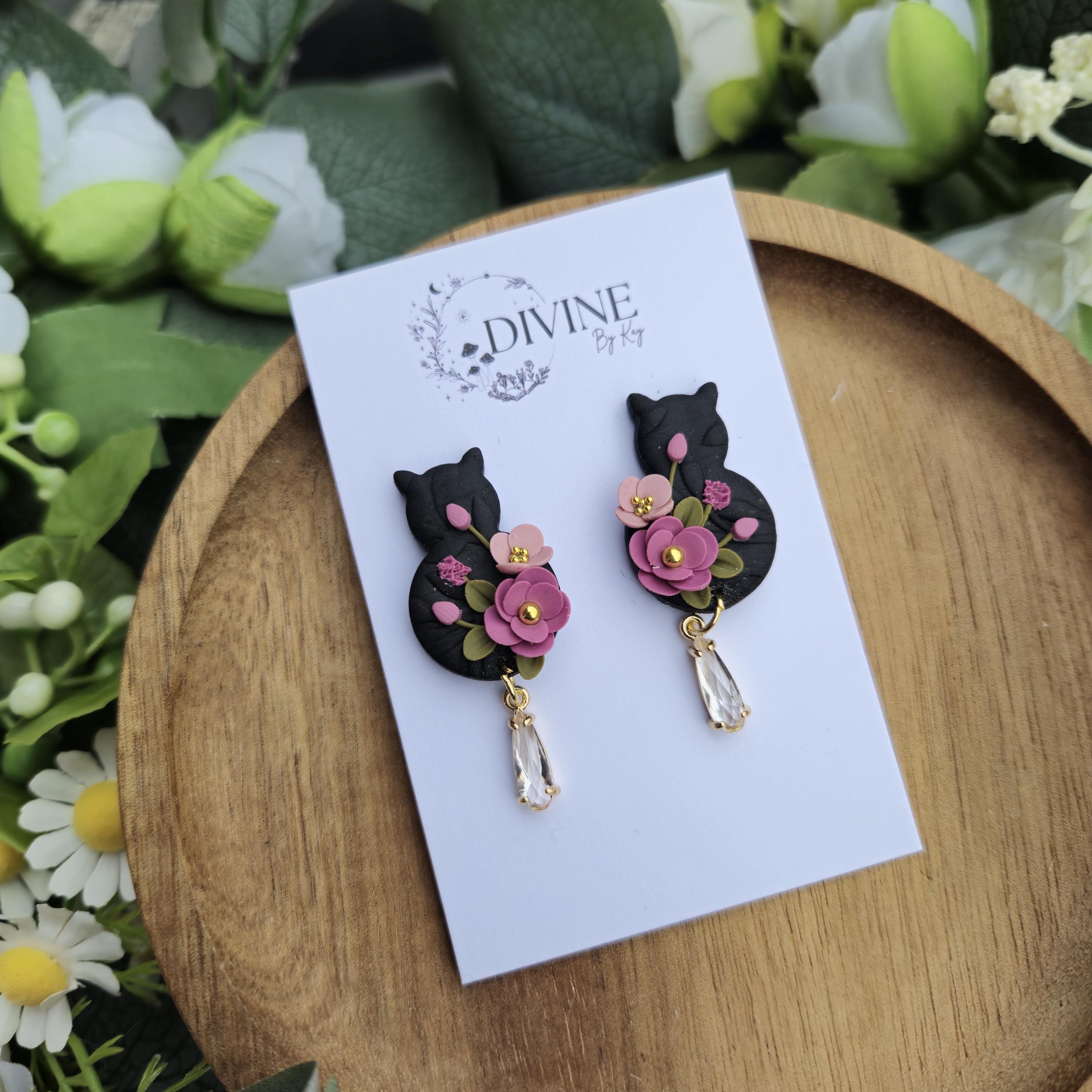 Cat dangle earrings - cat hair accessories