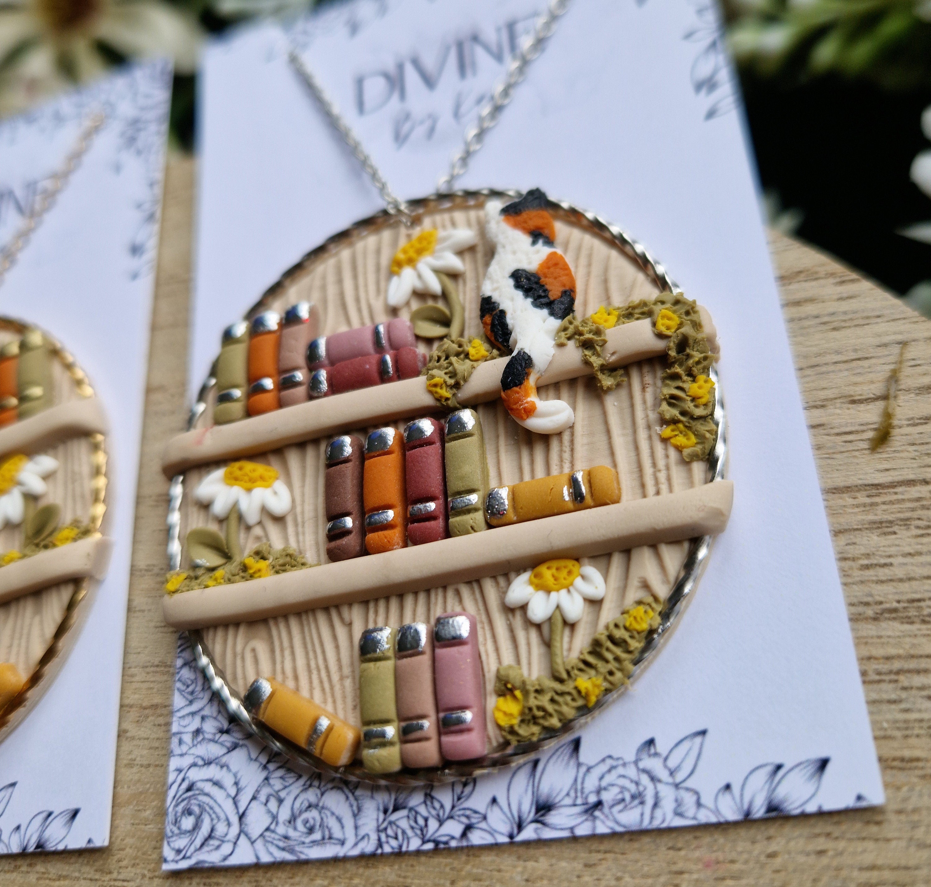 cat Bookcase necklace