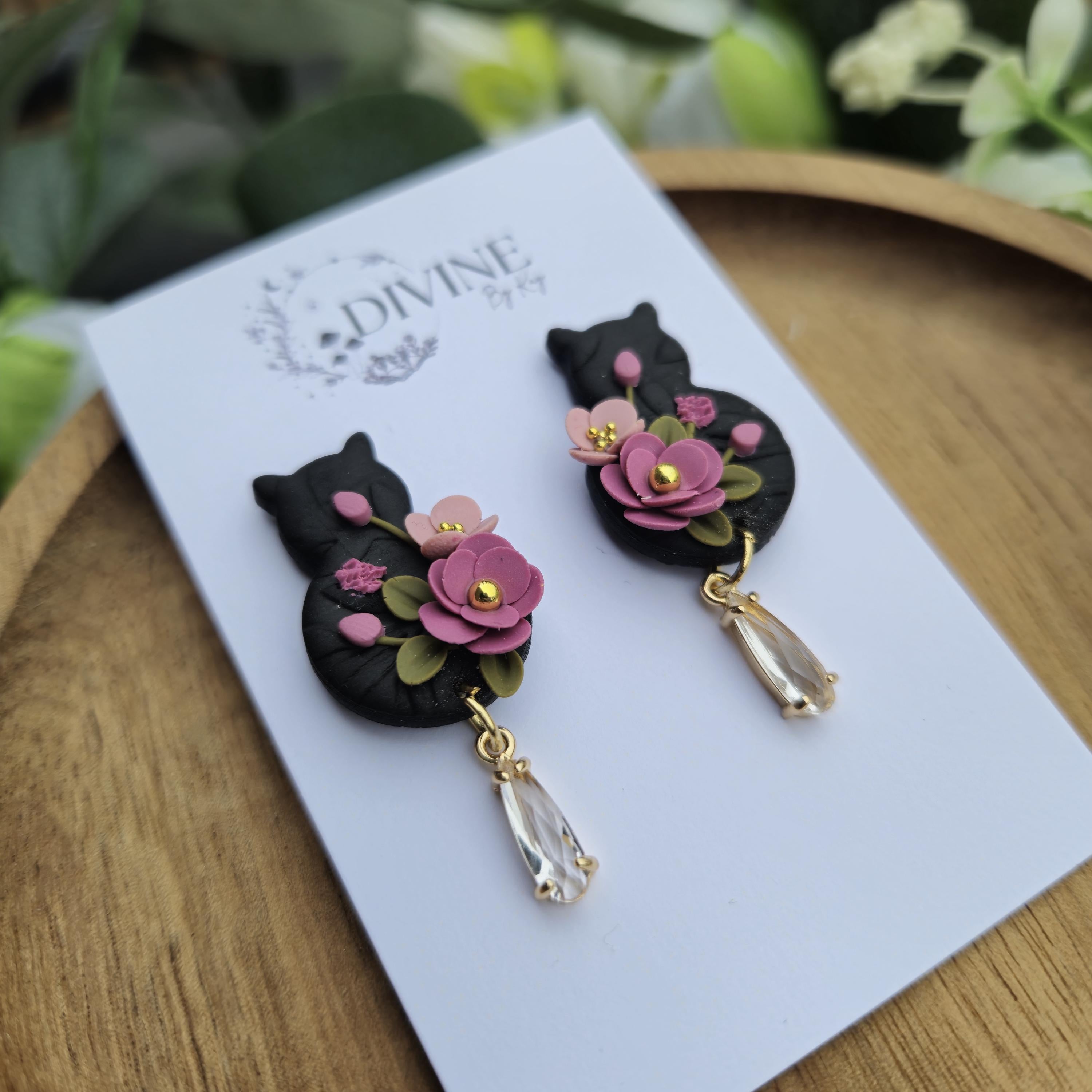 Cat dangle earrings - cat hair accessories