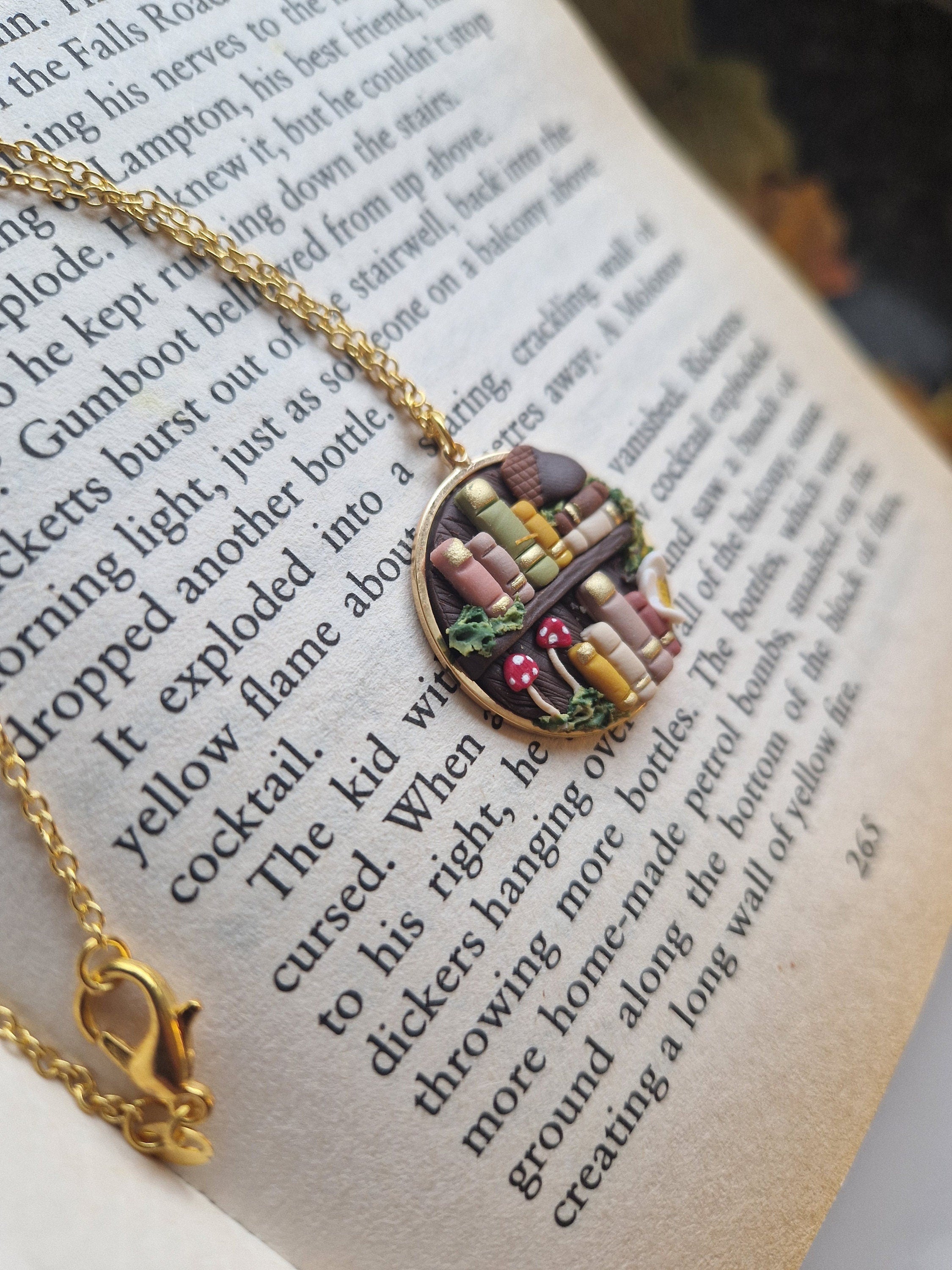 Autumn Fox Bookcase necklace