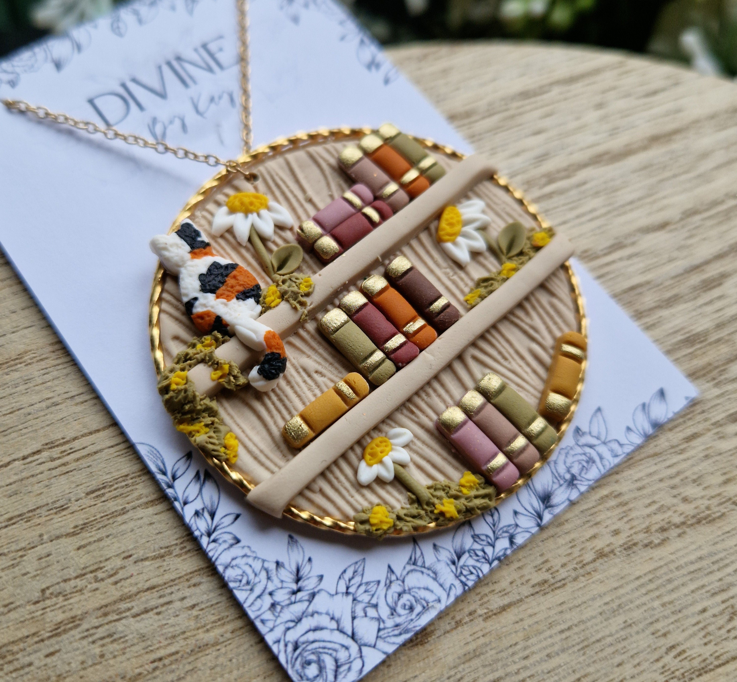 cat Bookcase necklace