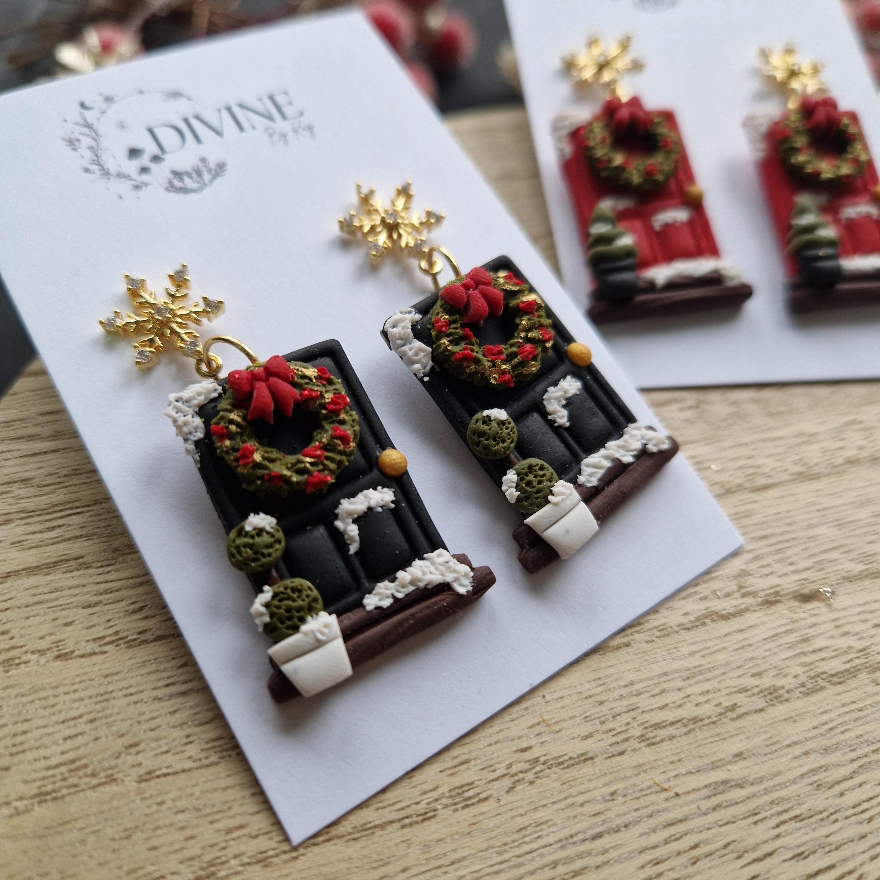 christmas door earrings