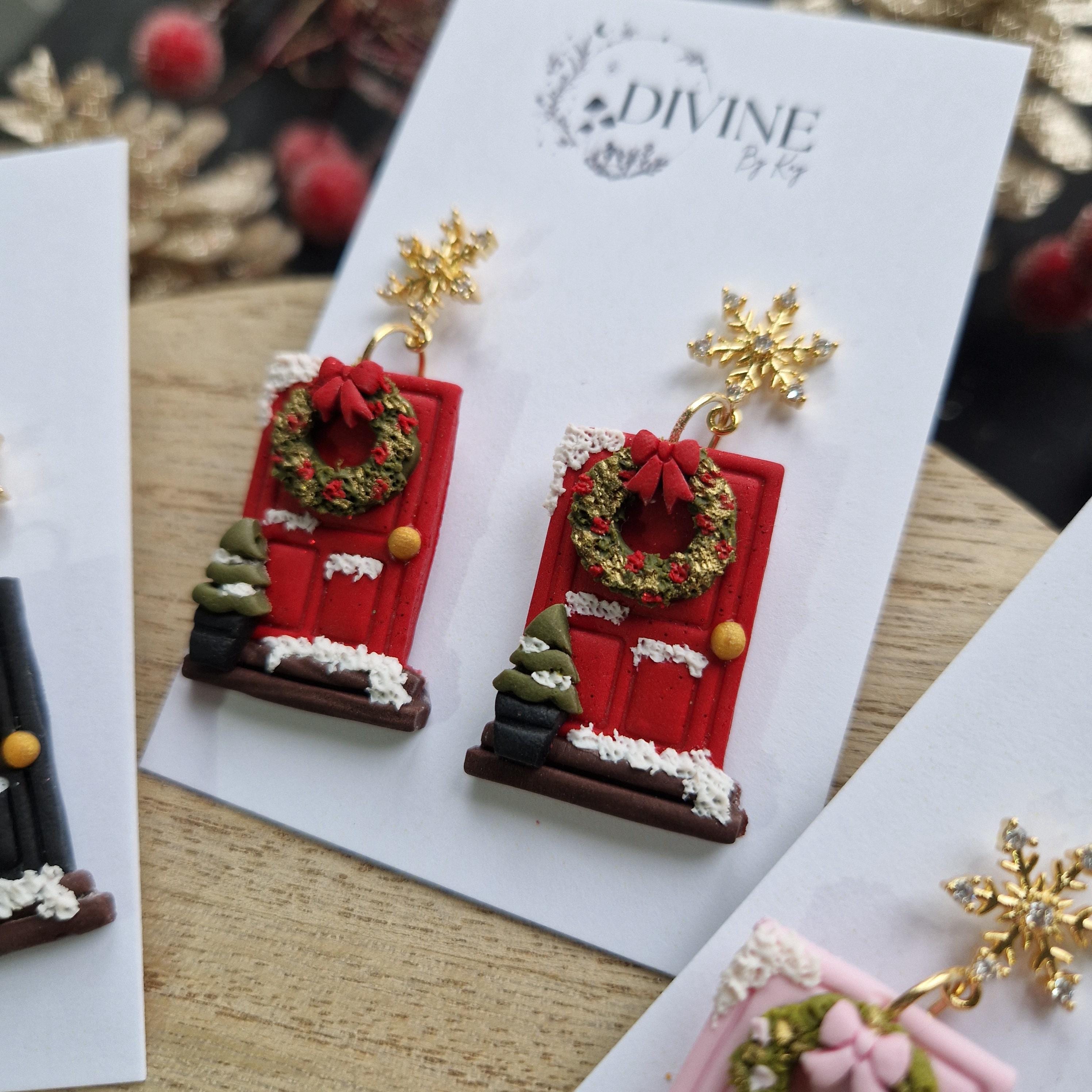 christmas door earrings