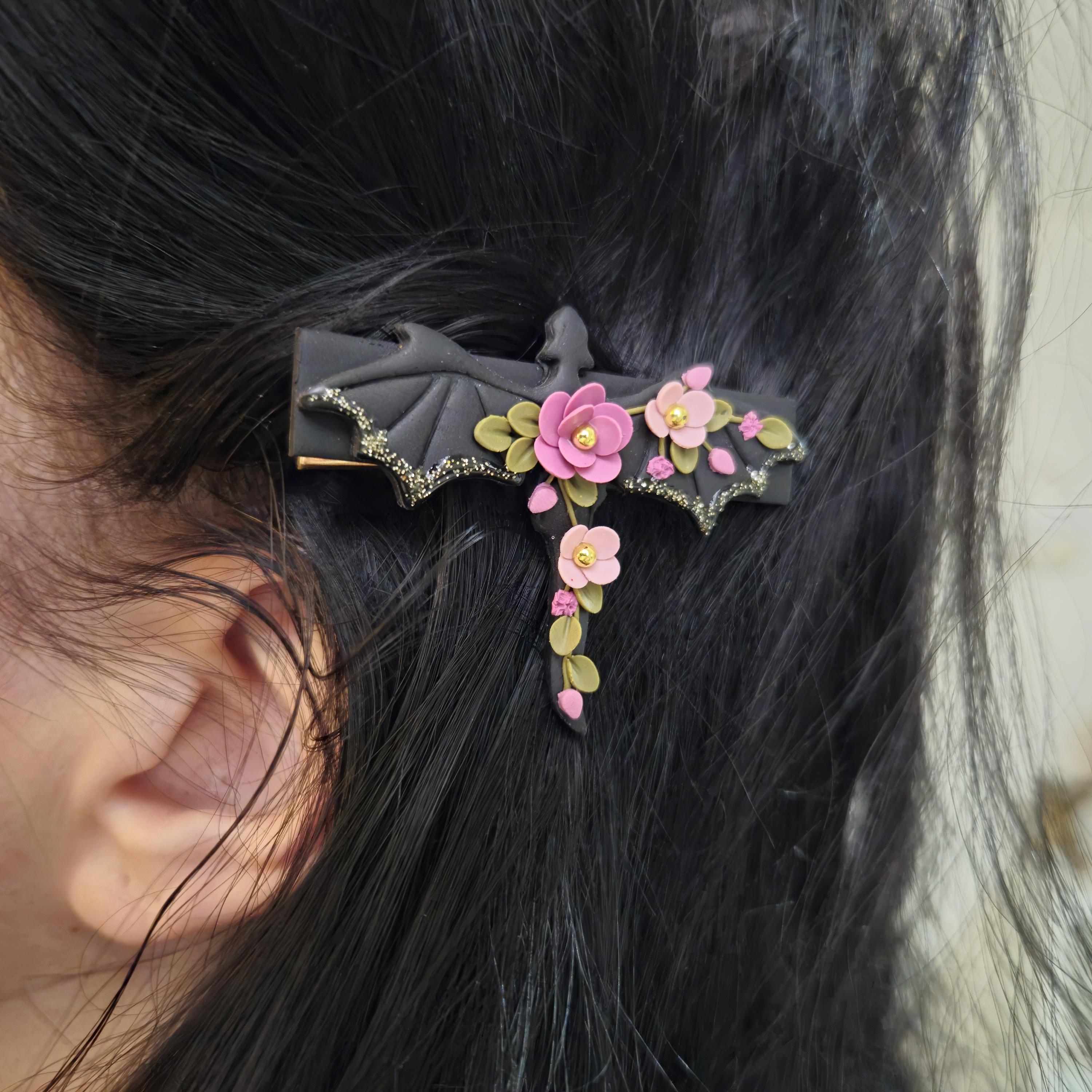 floral dragon earring giftset - gothic jewellery - gift ideas for her - elegant clay earrings