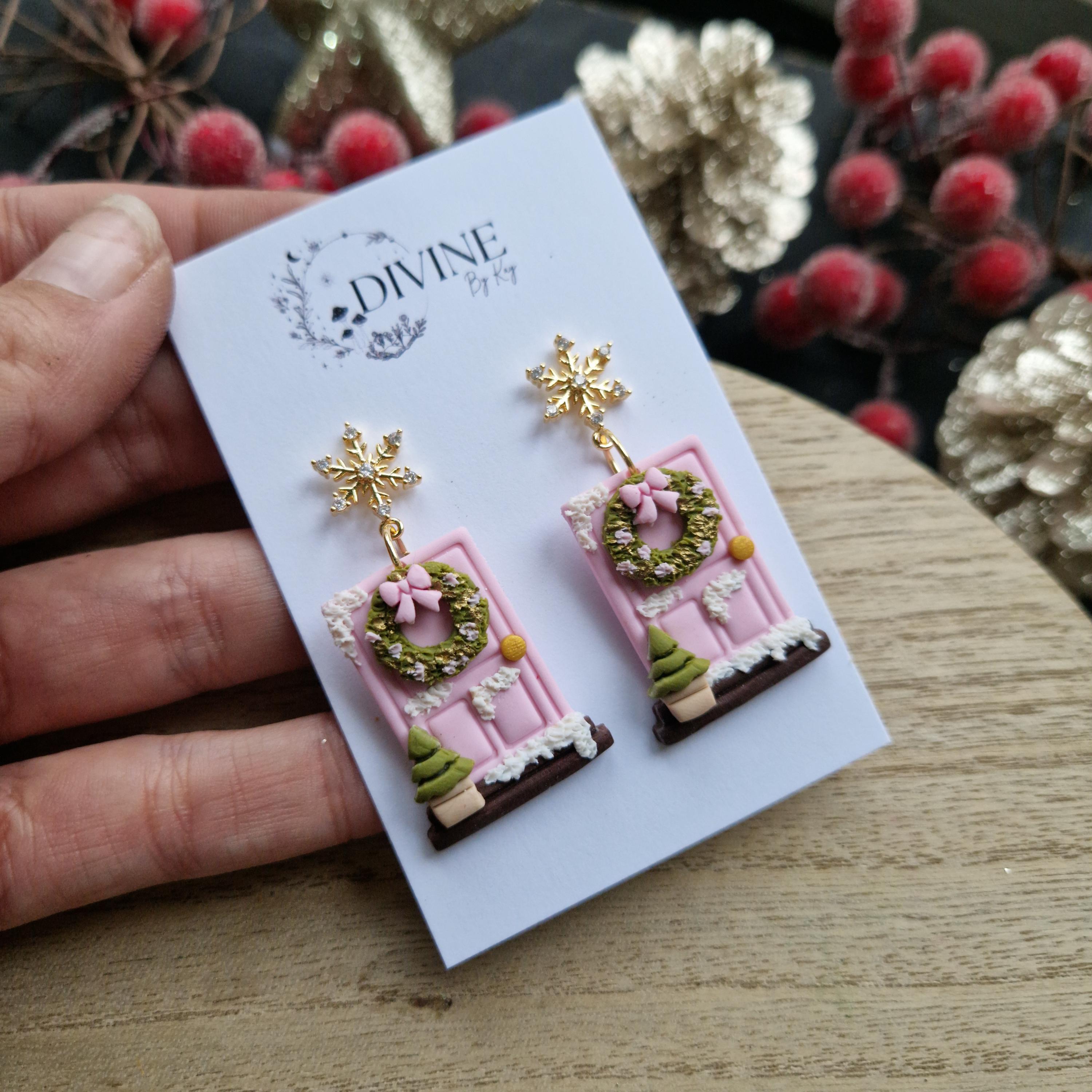 christmas door earrings