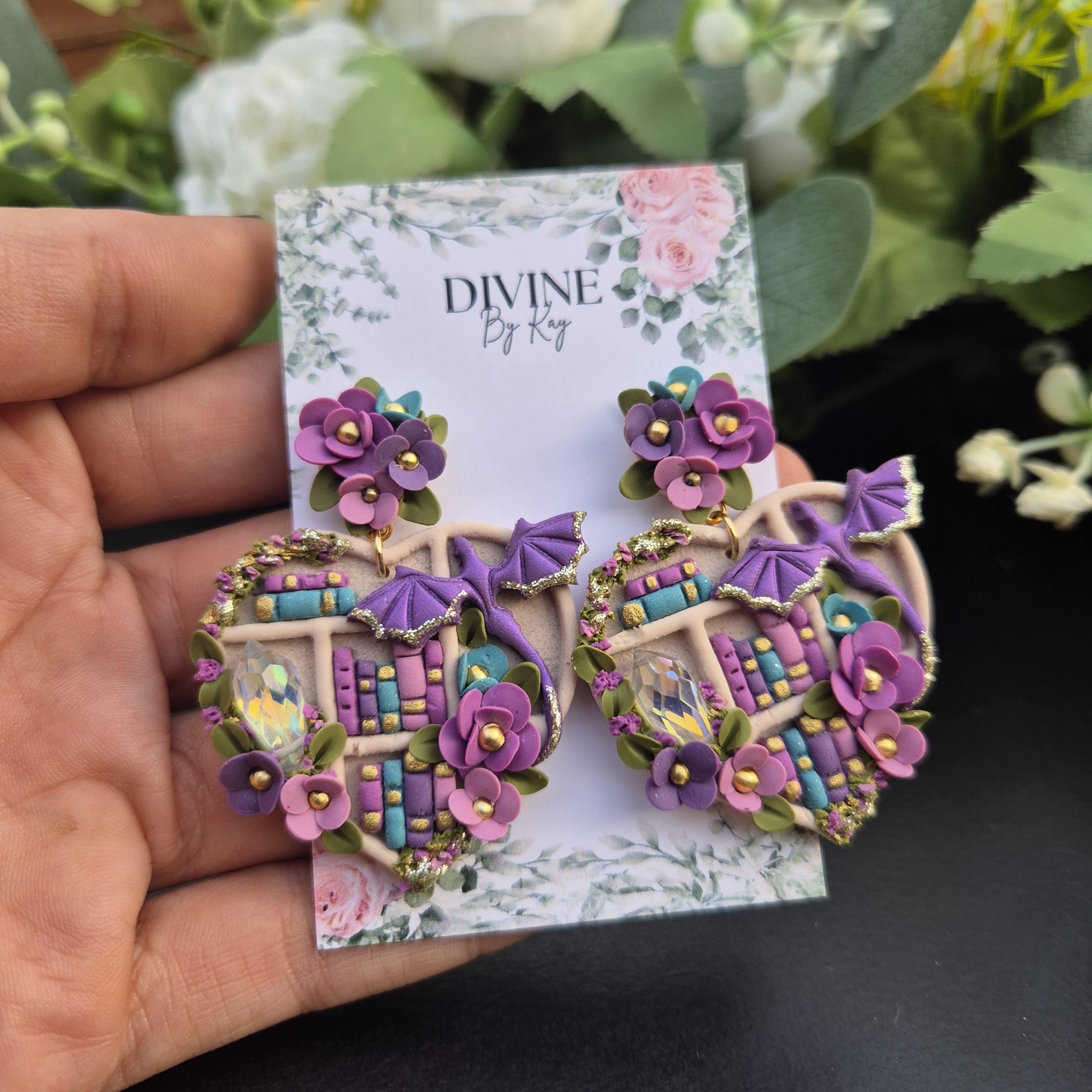 Dragon Book Earrings - book lover gifts - quirky earrings  - bookshelf earrings - book club gifts - book hair accessories- unique hair clip