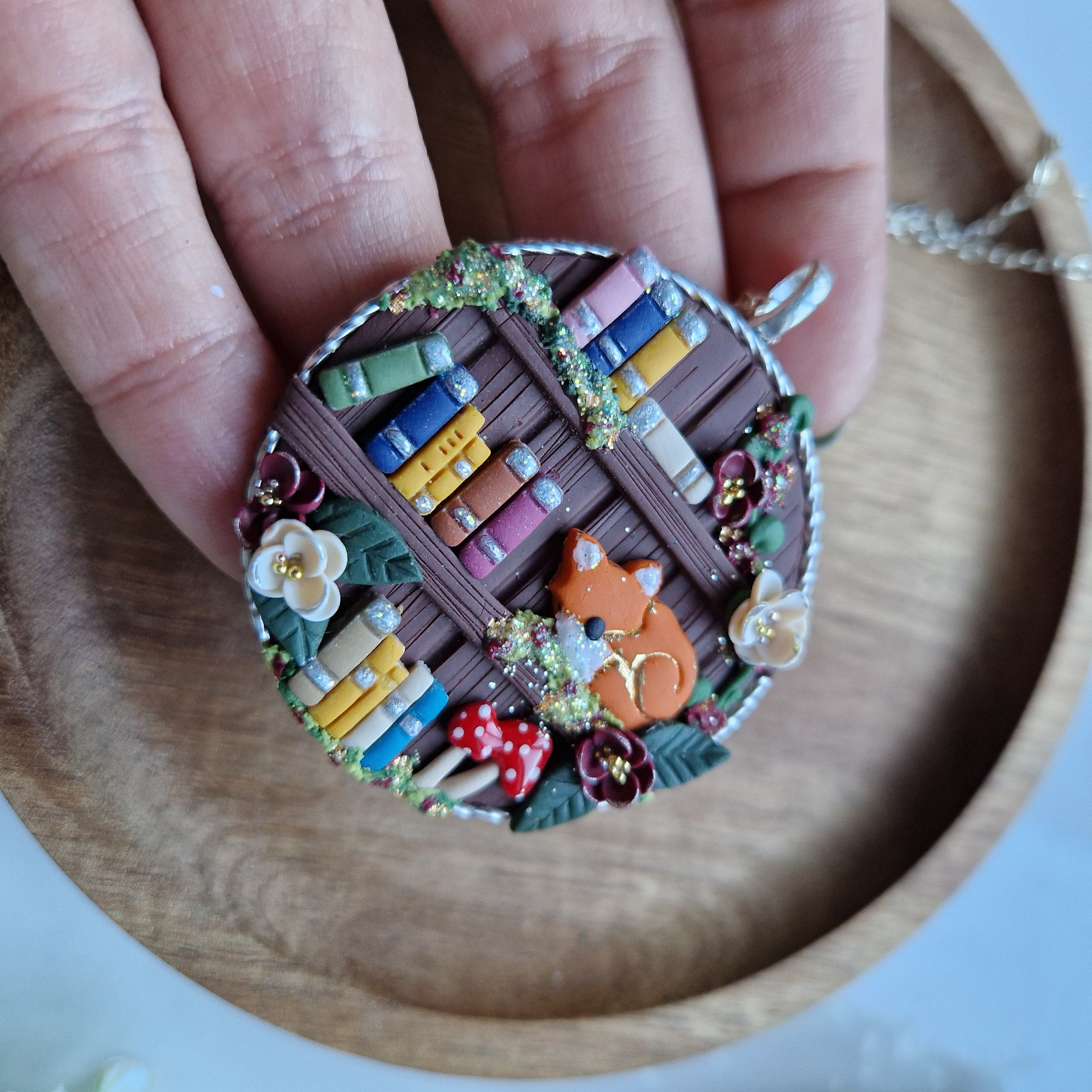Autumn Fox Bookcase necklace