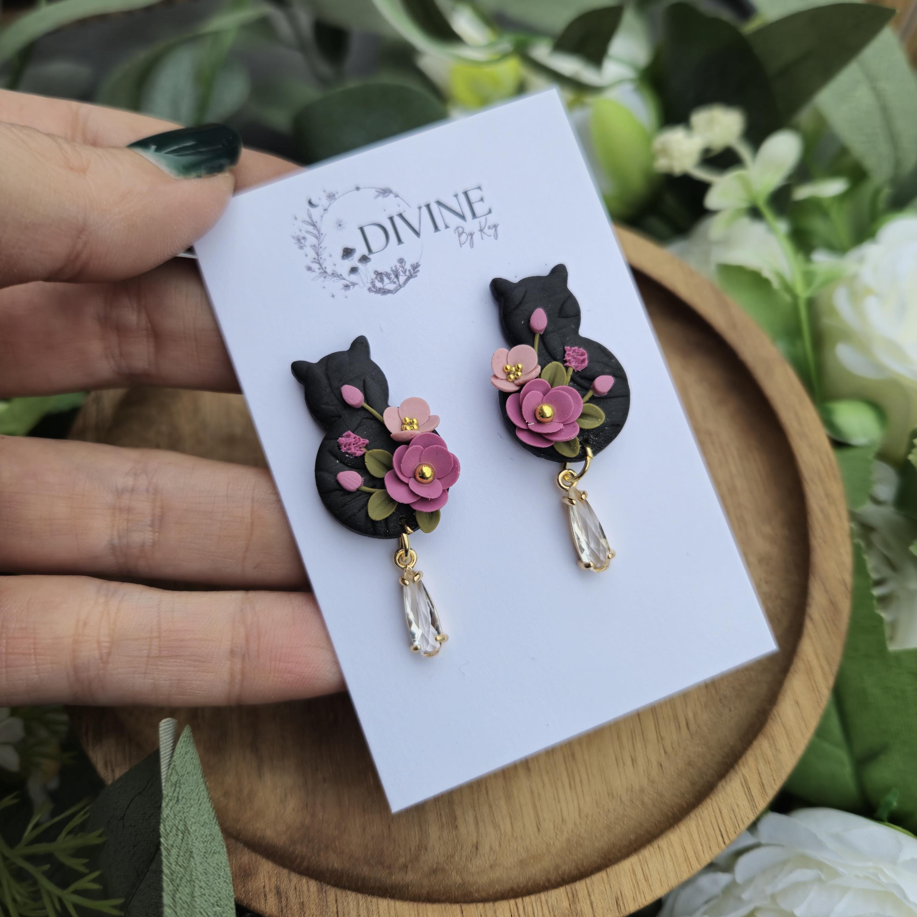 Cat dangle earrings - cat hair accessories