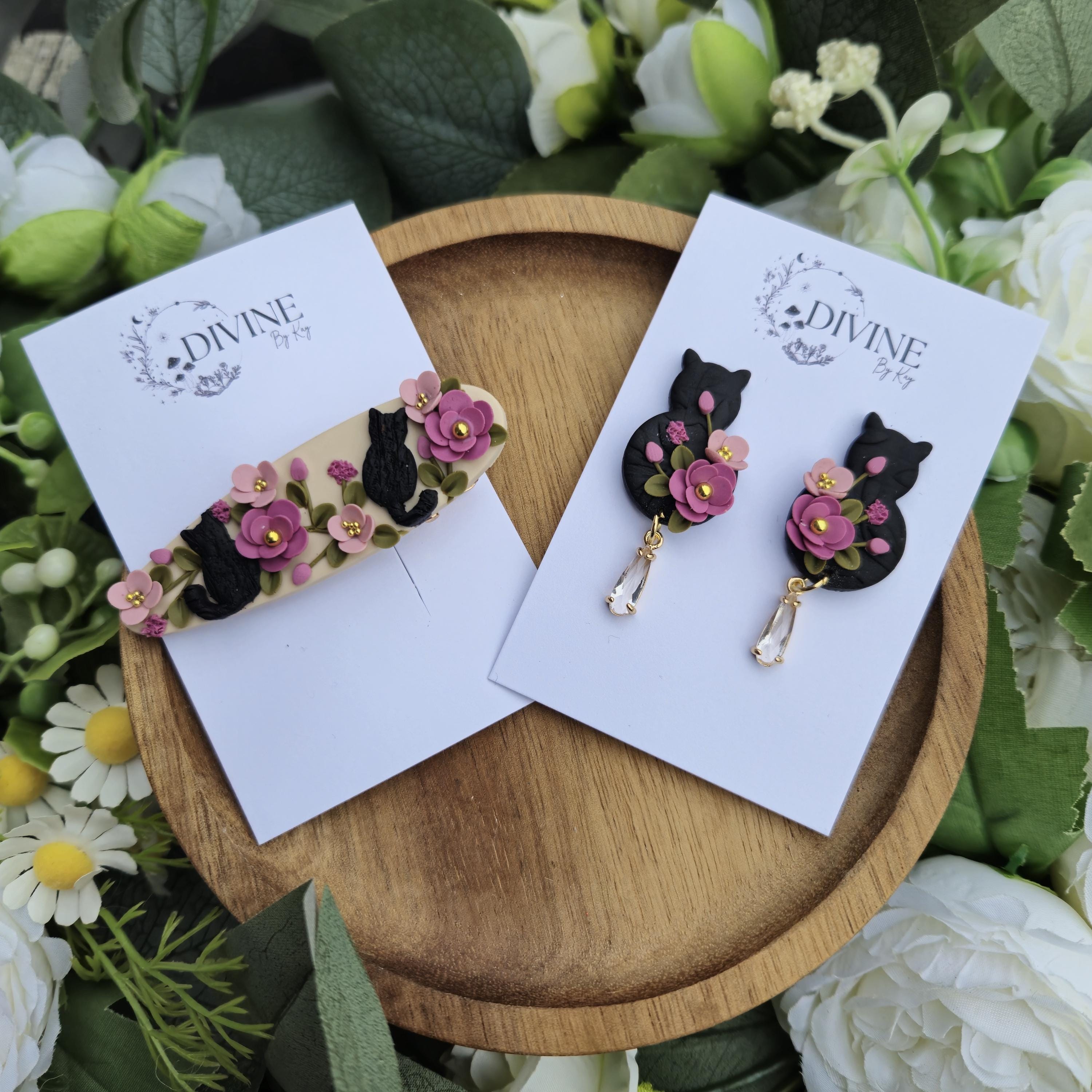 Cat dangle earrings - cat hair accessories