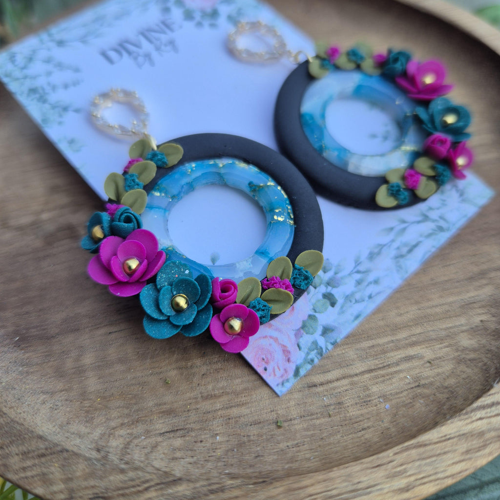 Floral dangle earrings, summer earrings,  floral jewellery, gifts for her,  bridesmaid gift ideas, elegant dangles