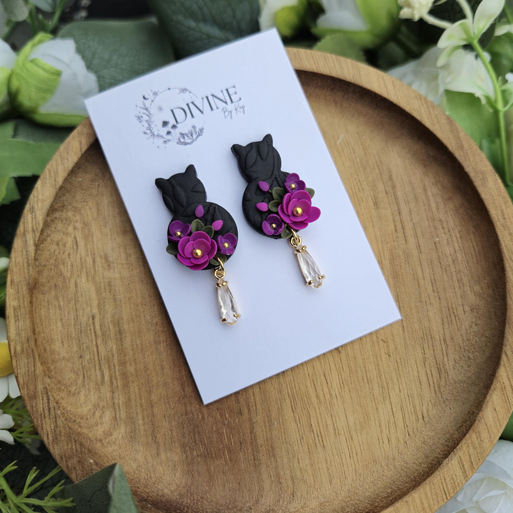 Cat dangle earrings - cat hair accessories