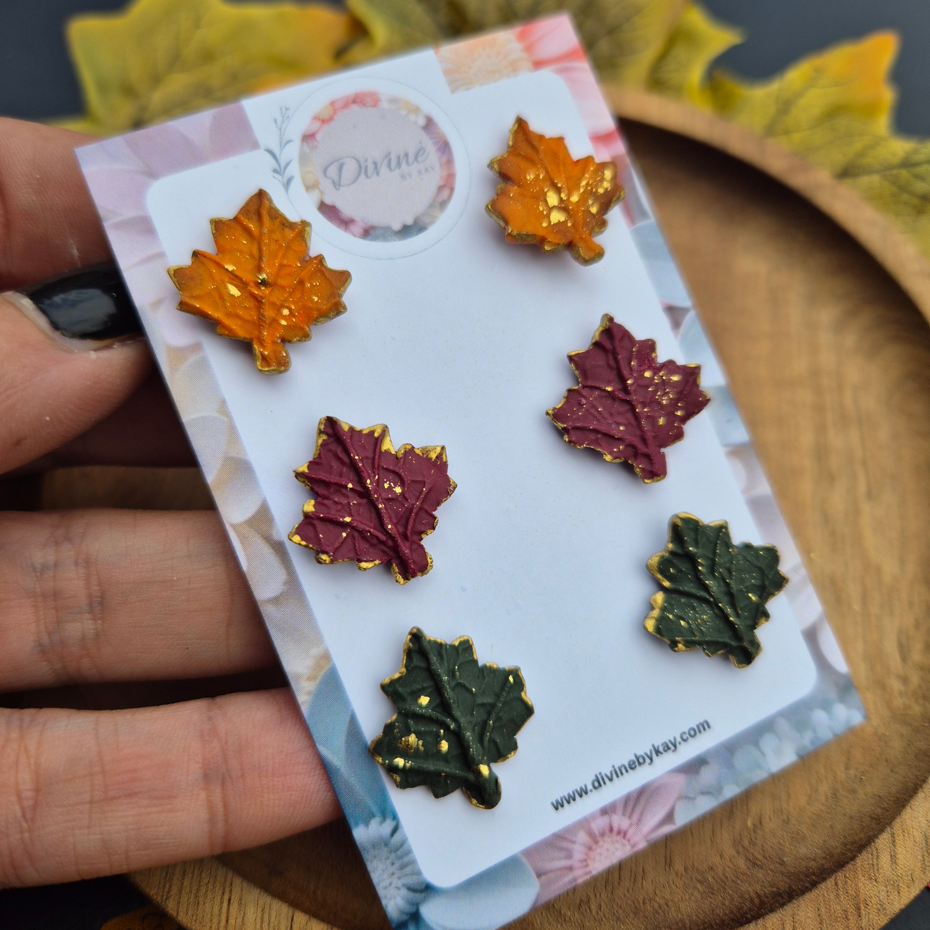 Handmade leaf stud earrings