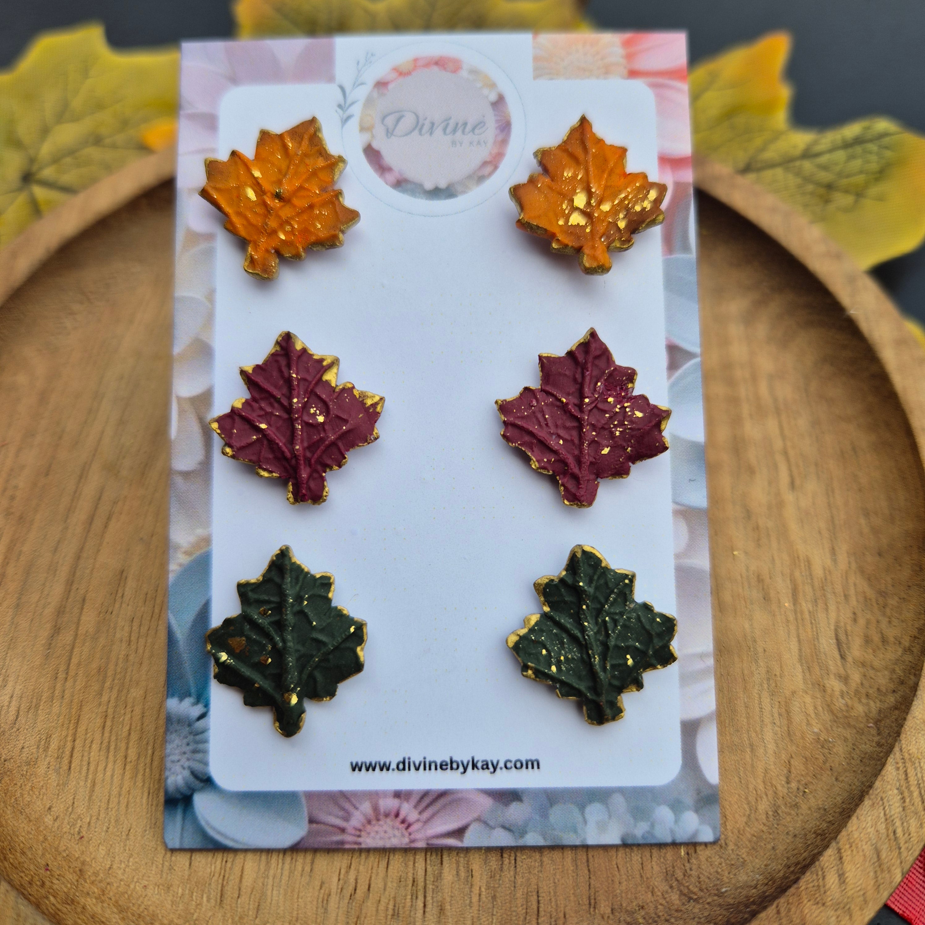 Handmade leaf stud earrings