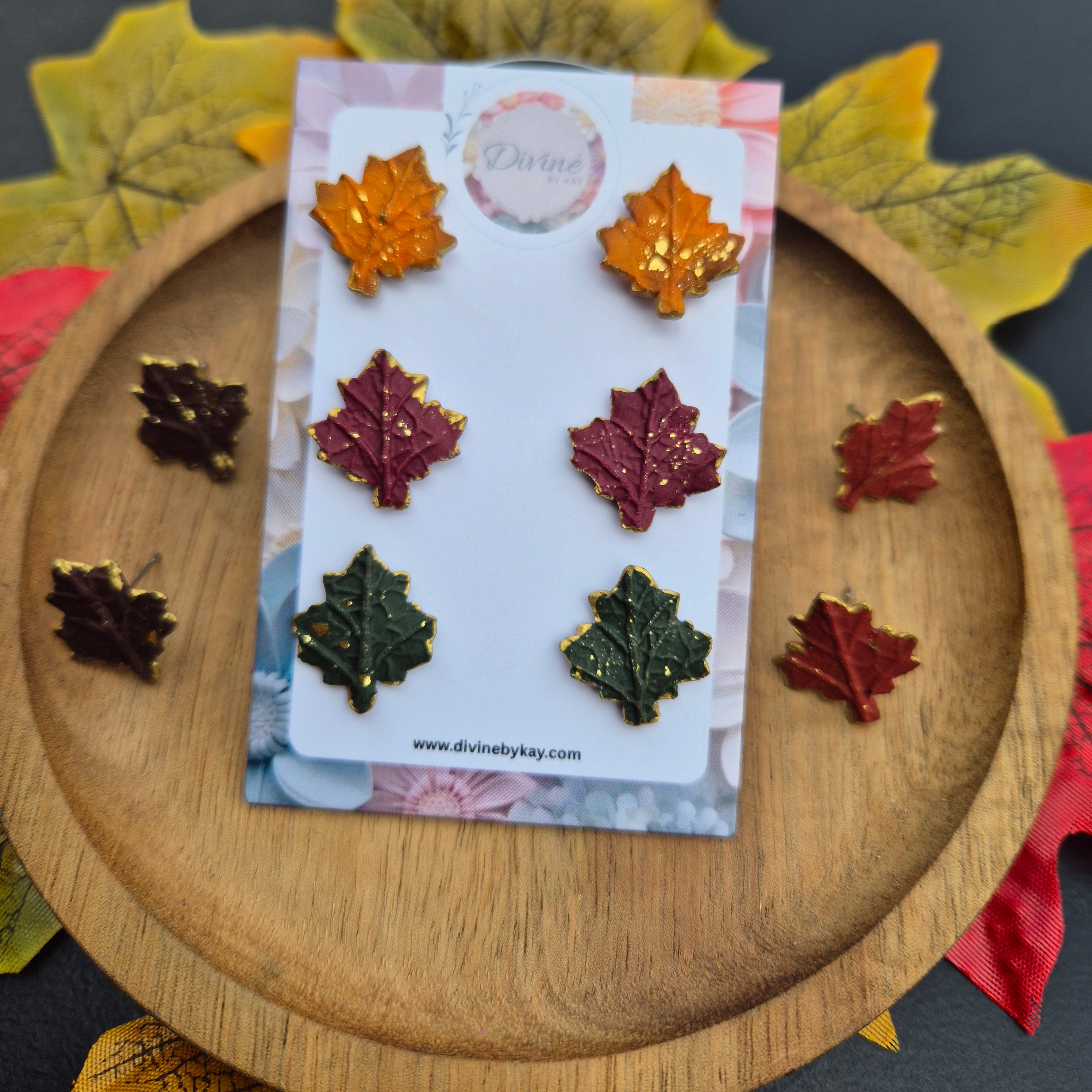 Handmade leaf stud earrings