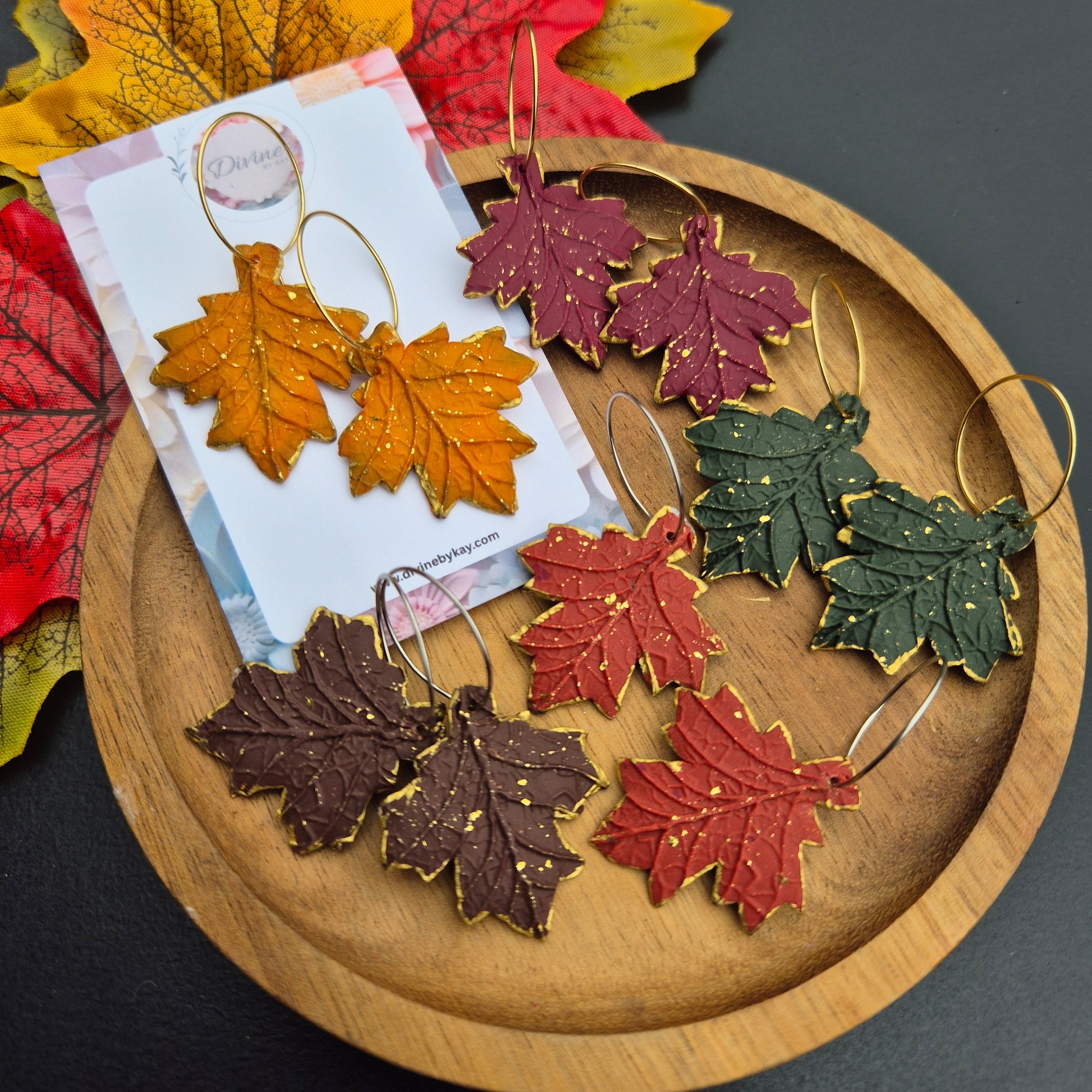 Handmade leaf earrings