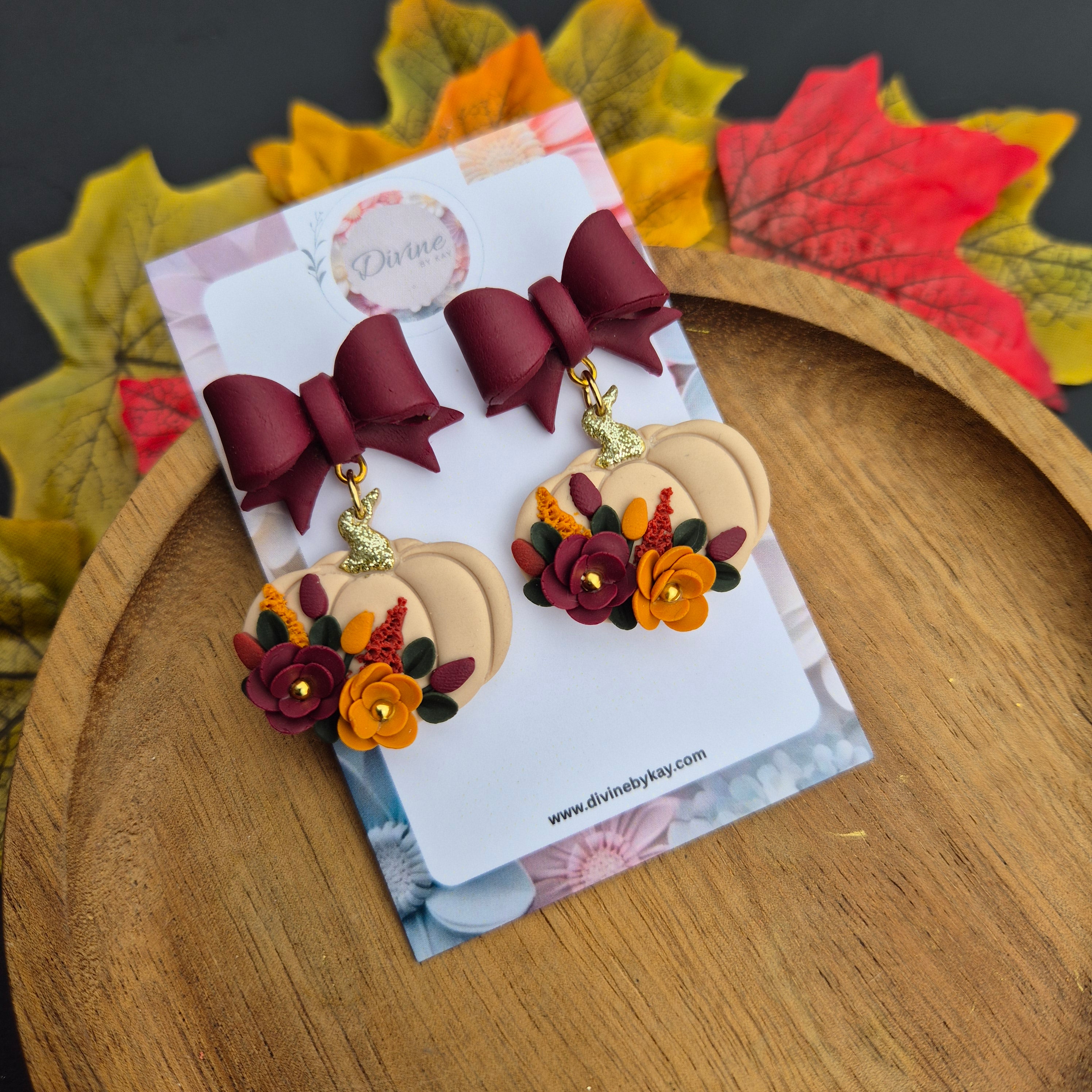 clay autumn bow pumpkins