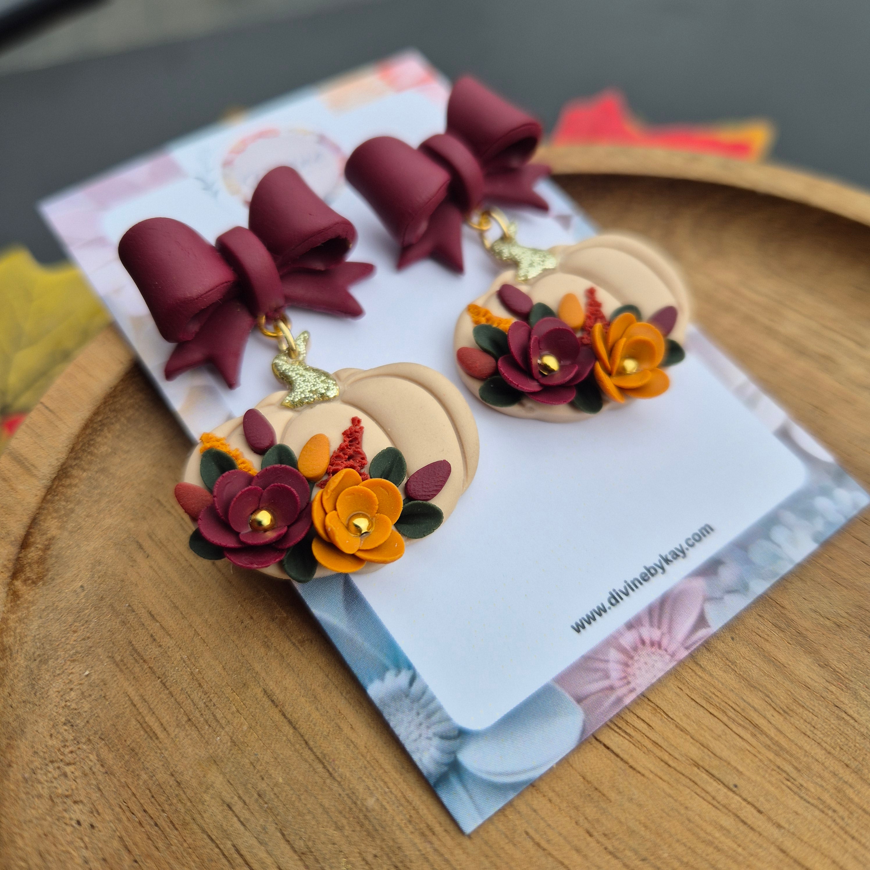 clay autumn bow pumpkins