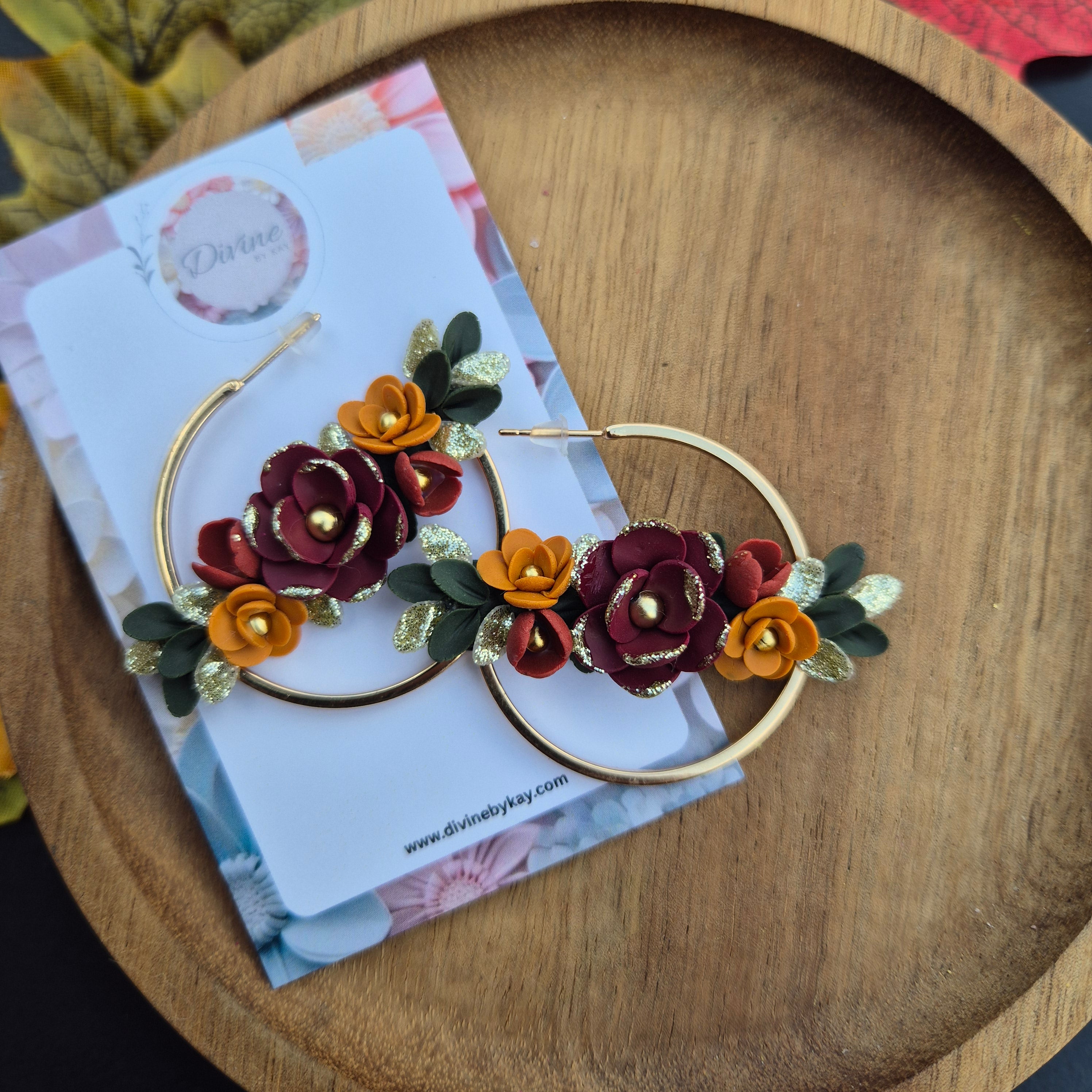 floral autumn hoops
