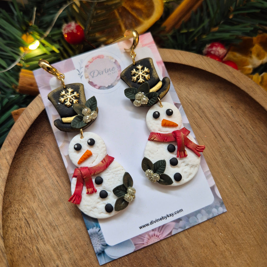 traditional festive snowman earrings