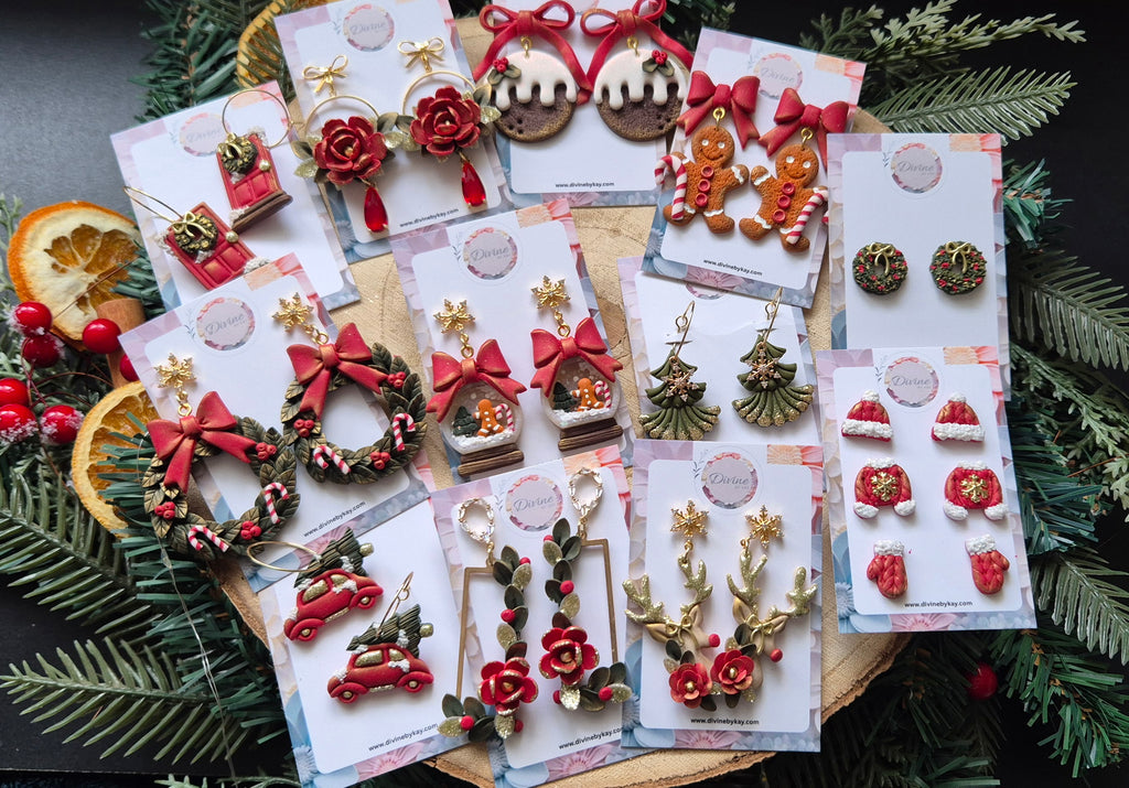 Handmade Christmas Advent Calendar – 12 Days of Earrings (14 Pairs Included)